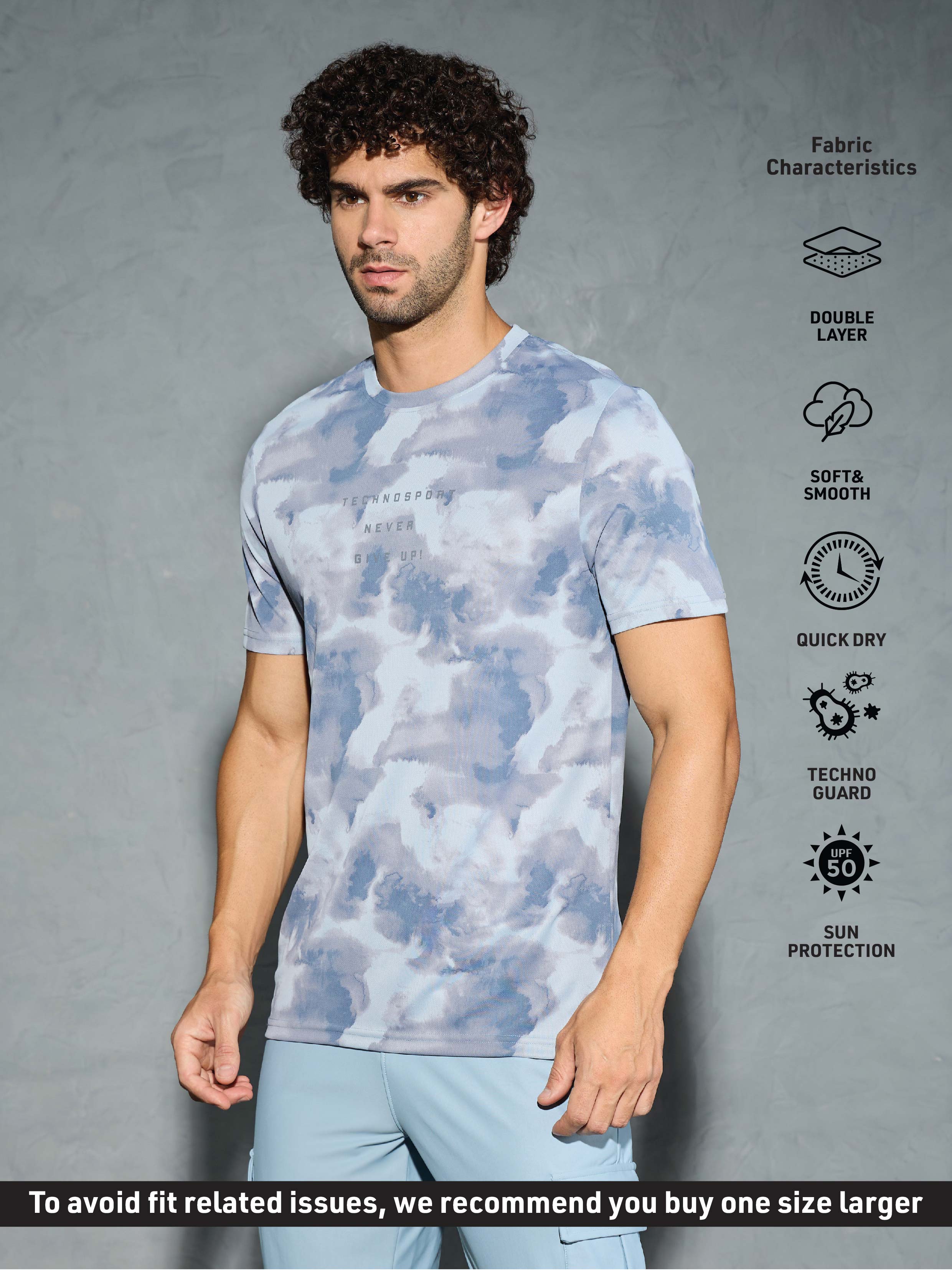 Men Printed Slim Fit Round Neck T-shirt with TECHNOCOOL+ - Image 4