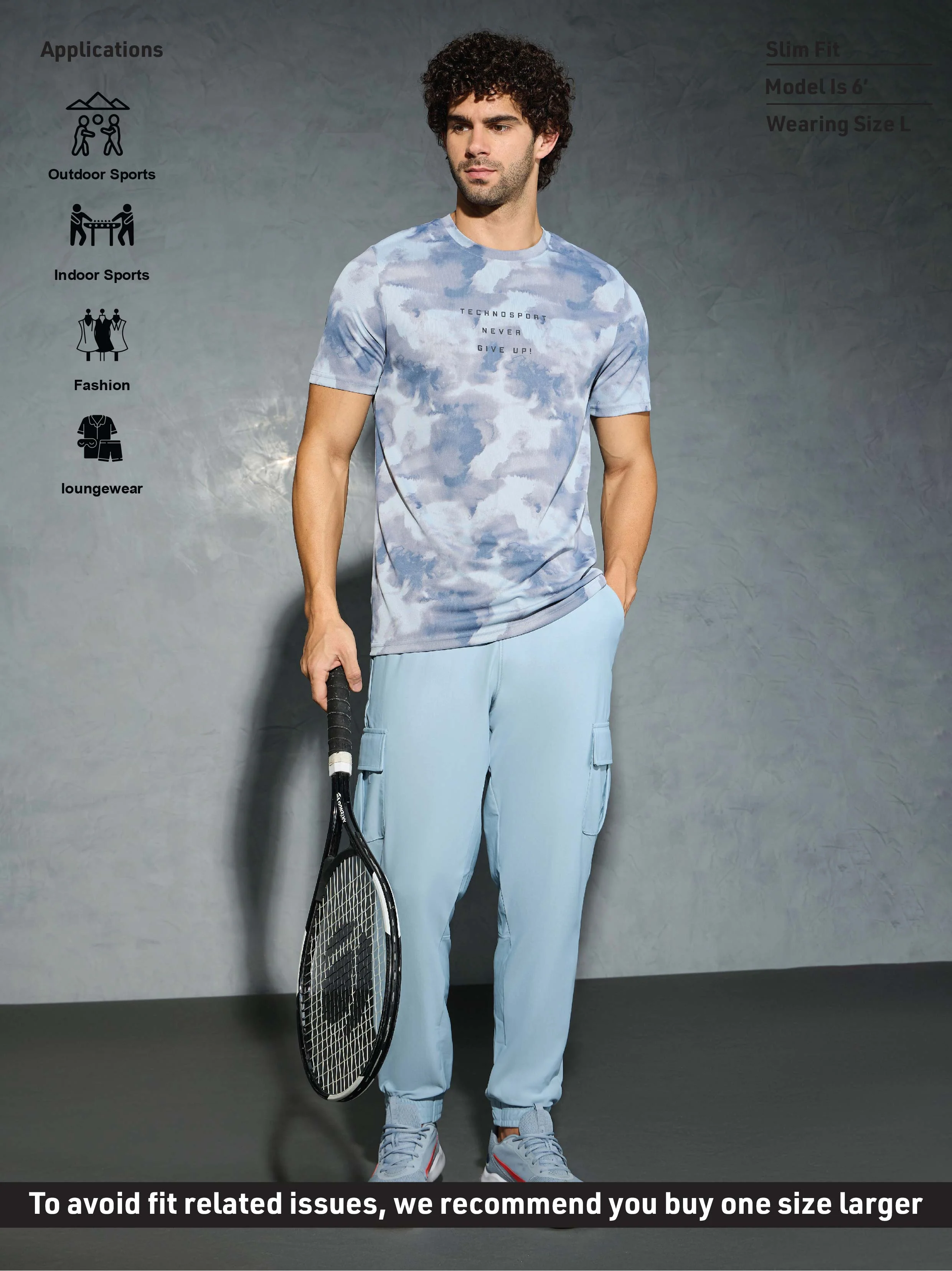 Men Printed Slim Fit Round Neck T-shirt with TECHNOCOOL+ - Image 5