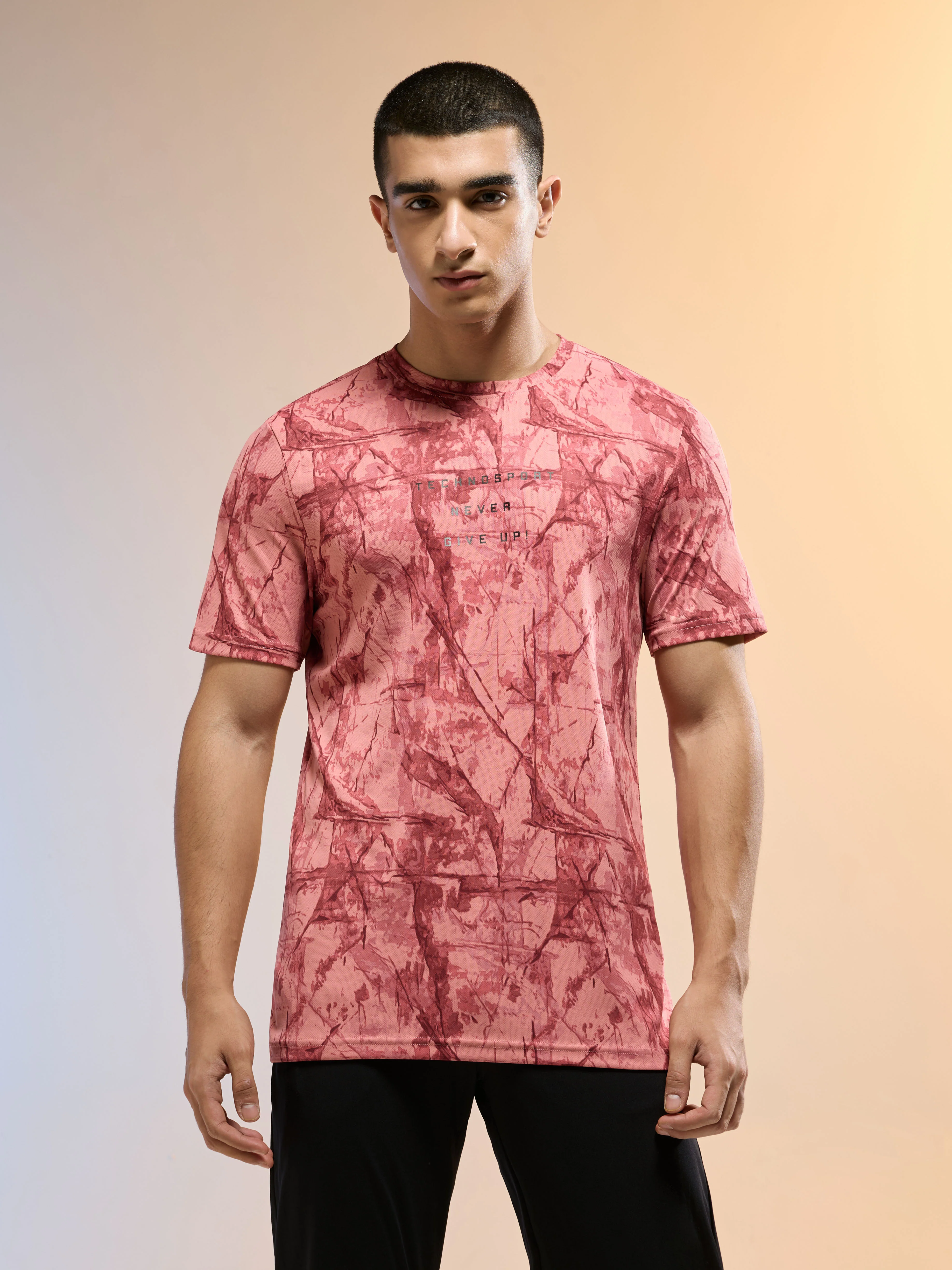 Men Printed Slim Fit Round Neck T-shirt with TECHNOCOOL+ - Image 2