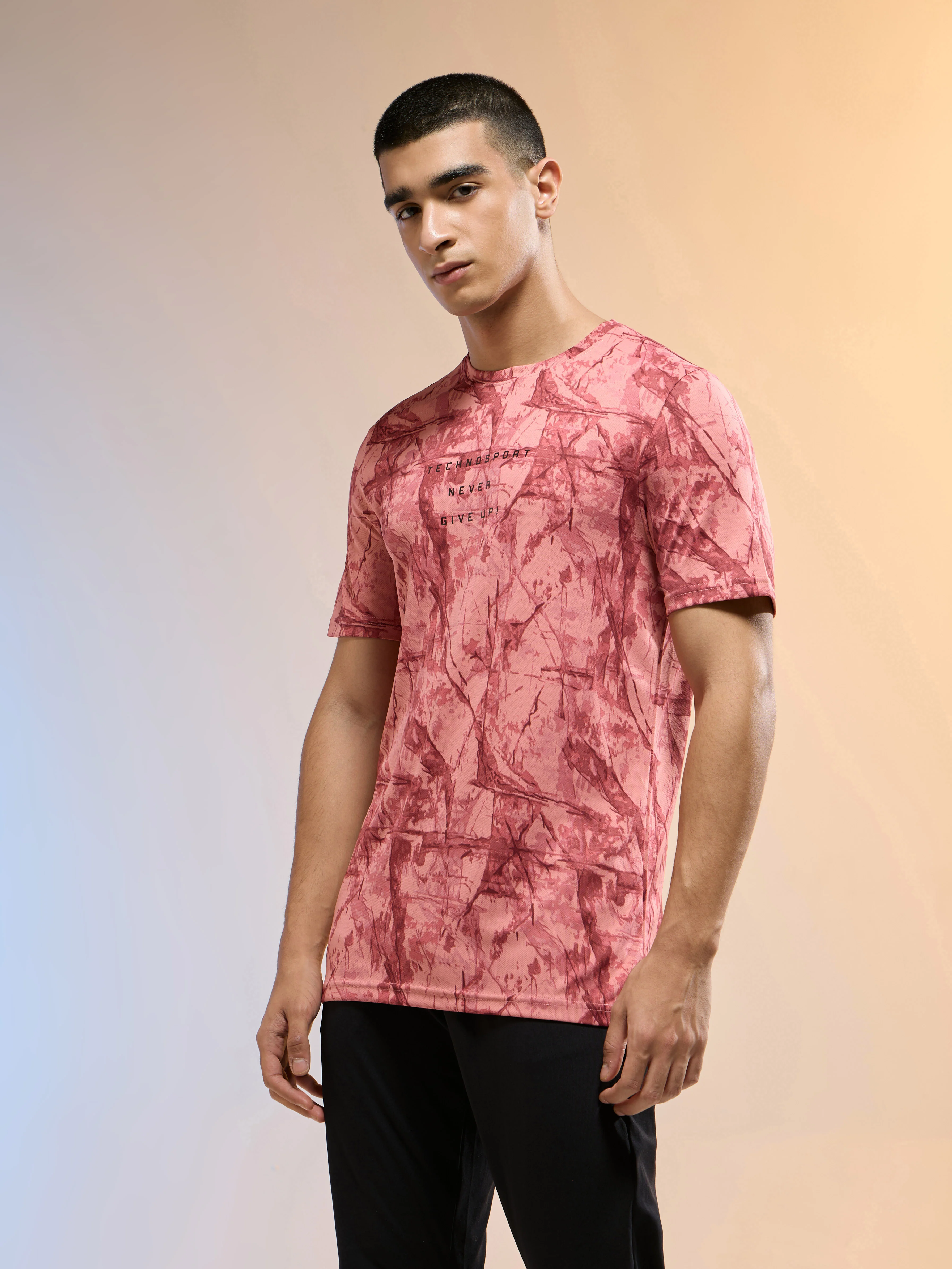 Men Printed Slim Fit Round Neck T-shirt with TECHNOCOOL+ - Image 4