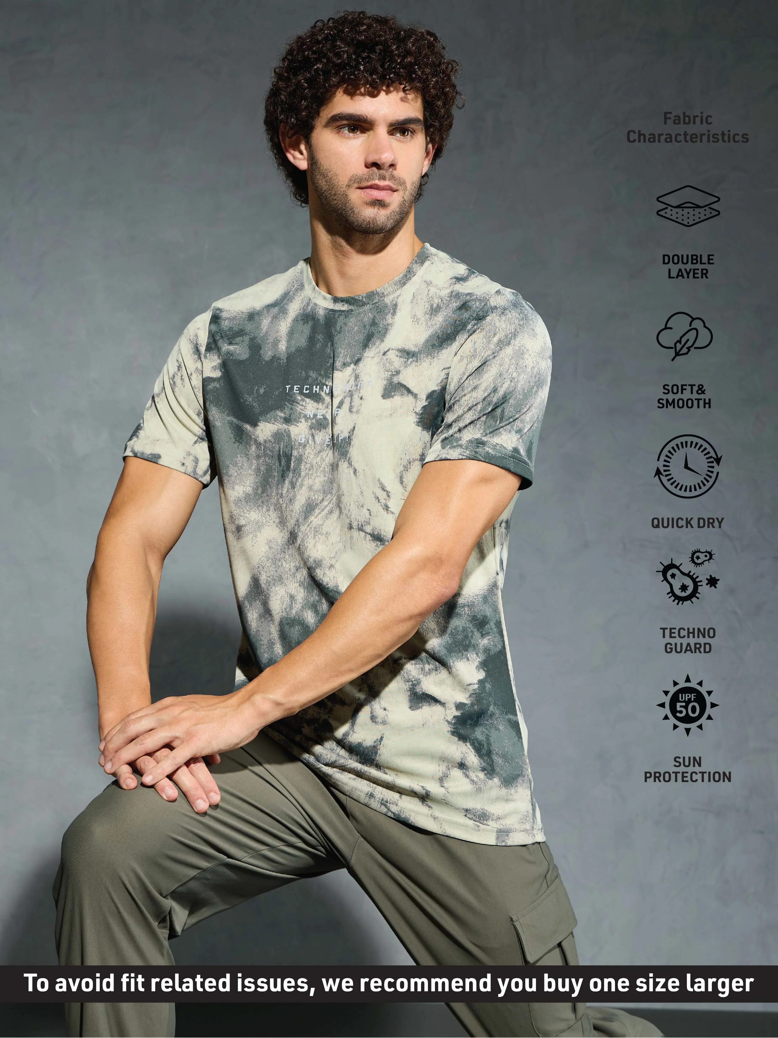 Men Printed Slim Fit Round Neck T-shirt with TECHNOCOOL+ - Image 3