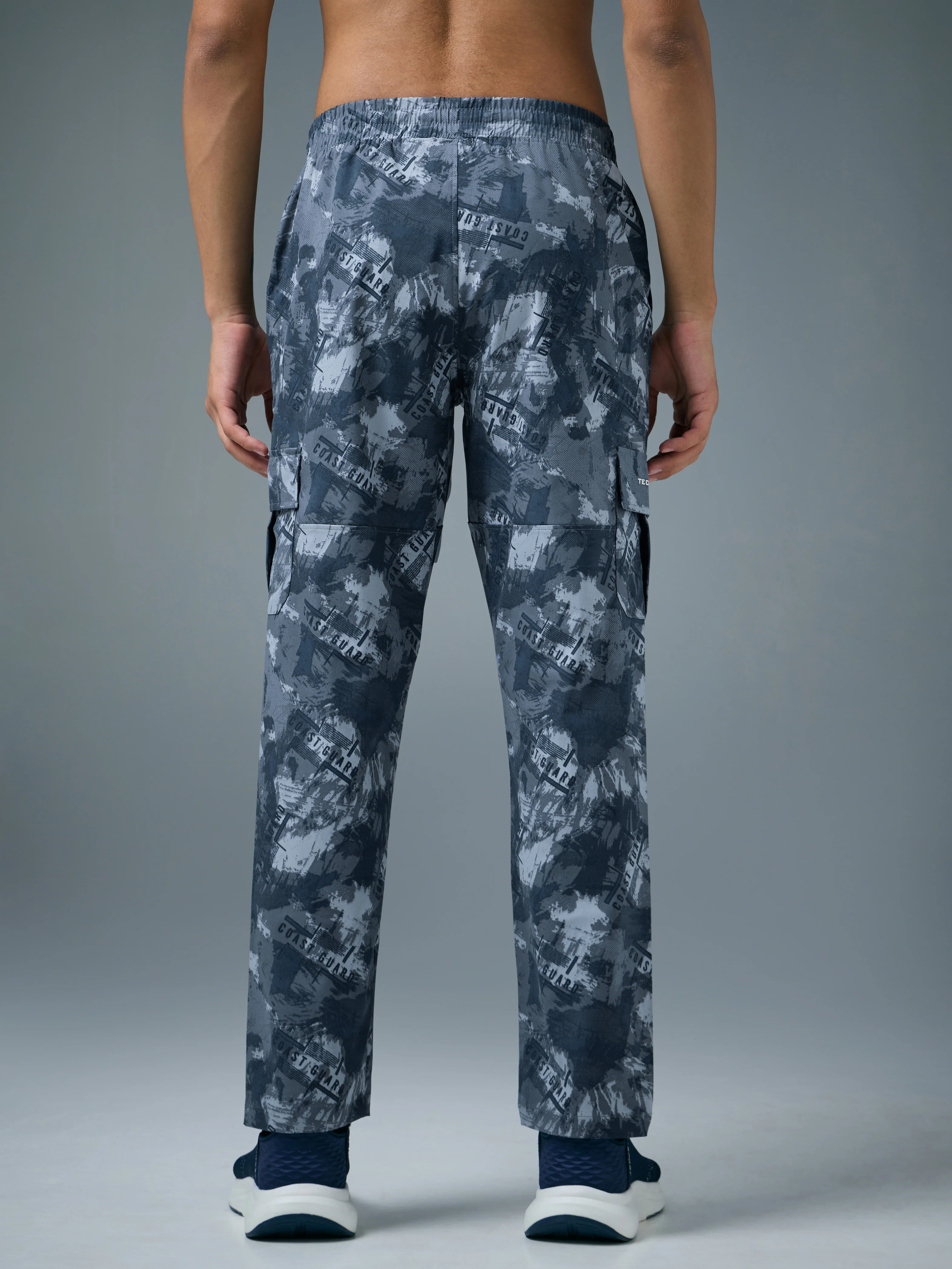 Men Printed Straight Fit Sports Cargo Trackpants with TS LYTRA - Image 3