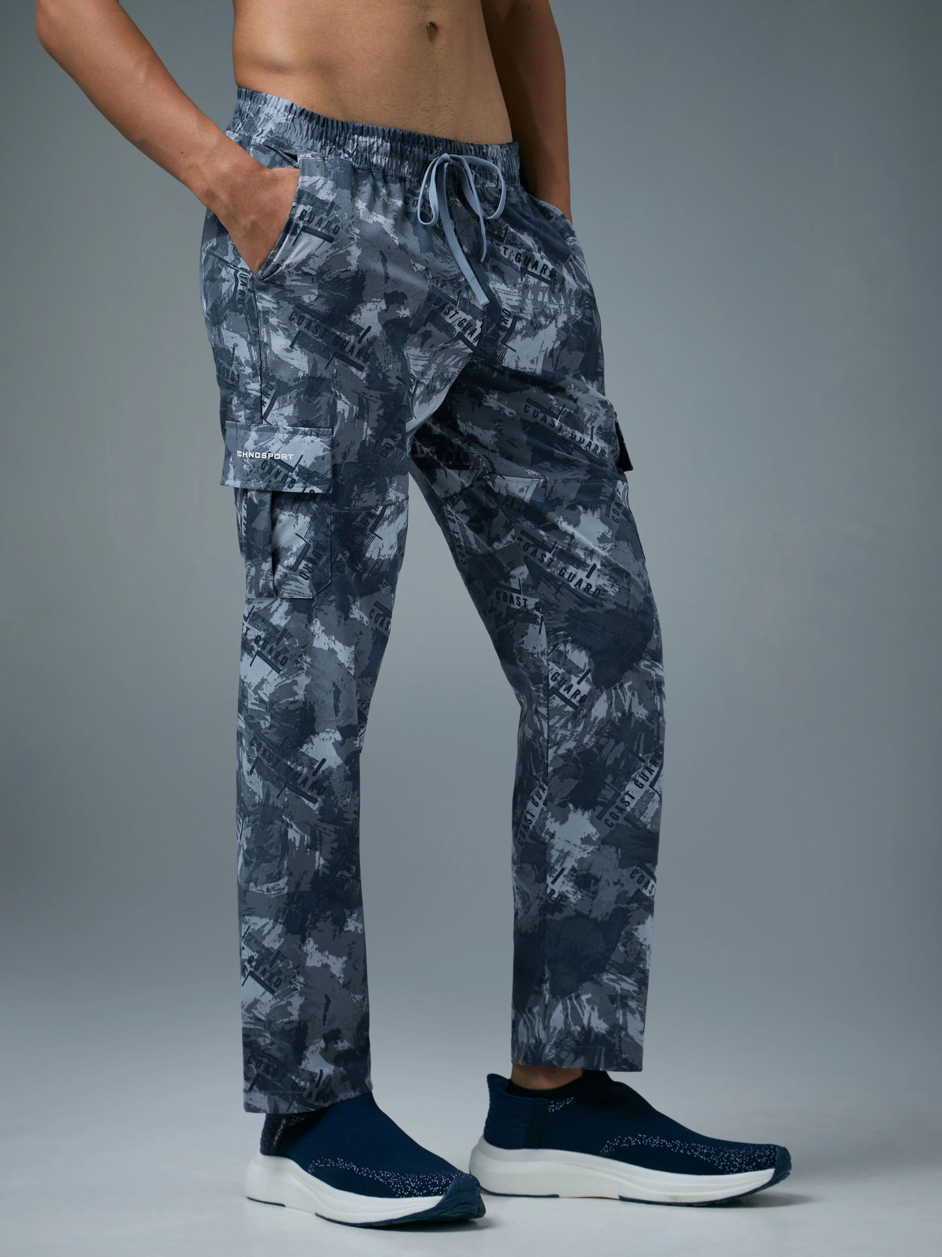 Men Printed Straight Fit Sports Cargo Trackpants with TS LYTRA - Image 4