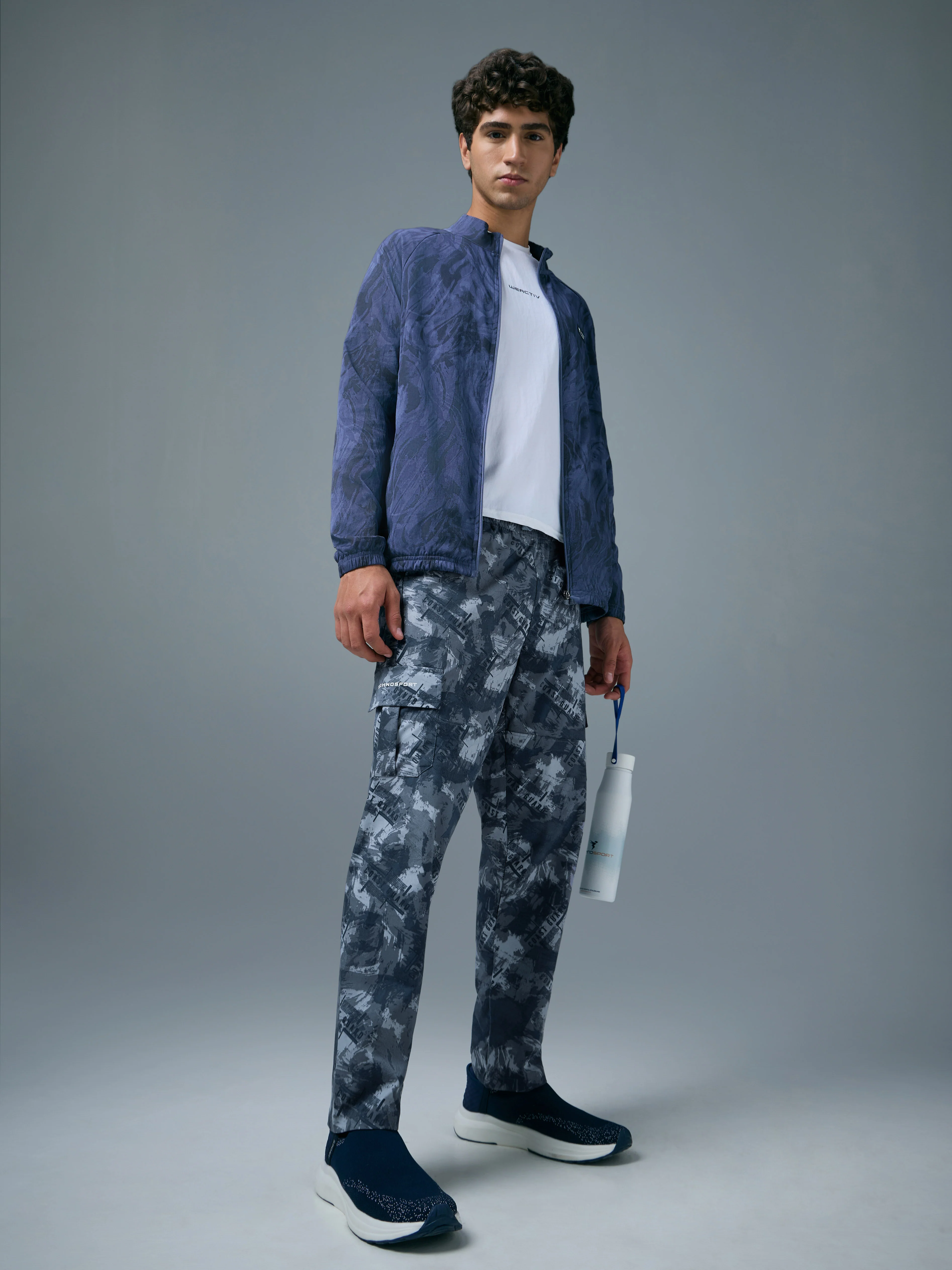 Men Printed Straight Fit Sports Cargo Trackpants with TS LYTRA - Image 5