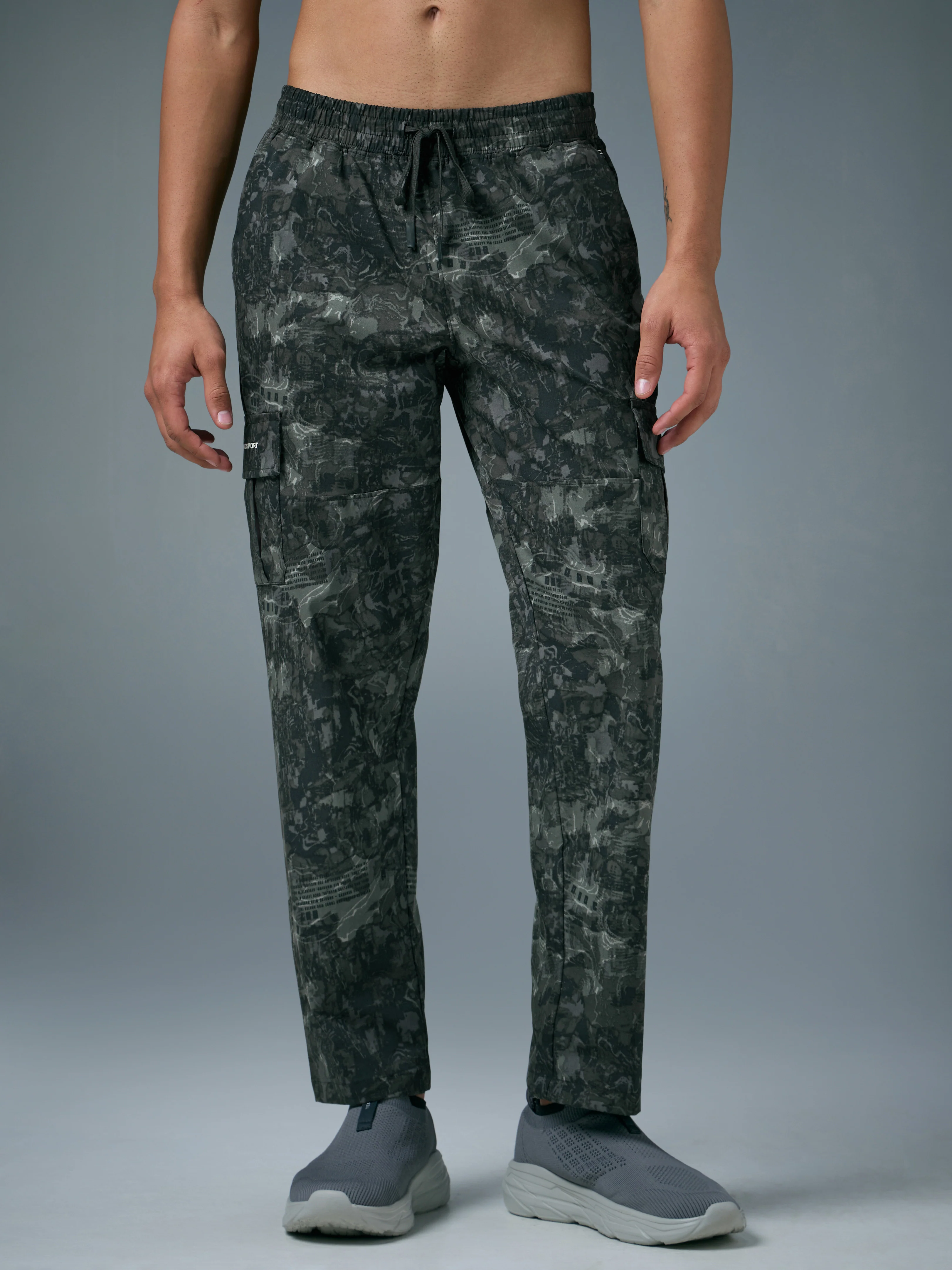Men Printed Straight Fit Sports Cargo Trackpants with TS LYTRA - Image 2