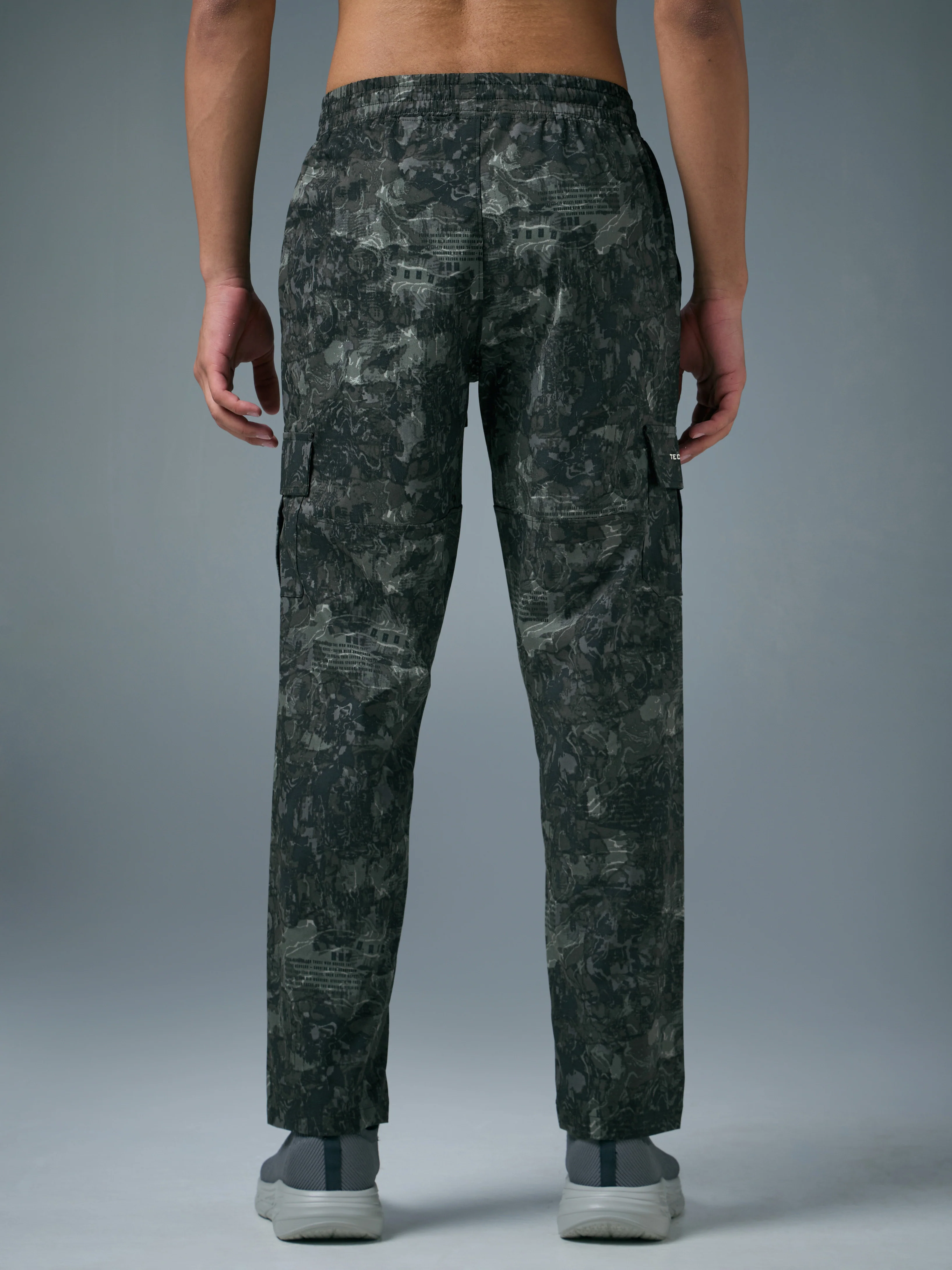 Men Printed Straight Fit Sports Cargo Trackpants with TS LYTRA - Image 3