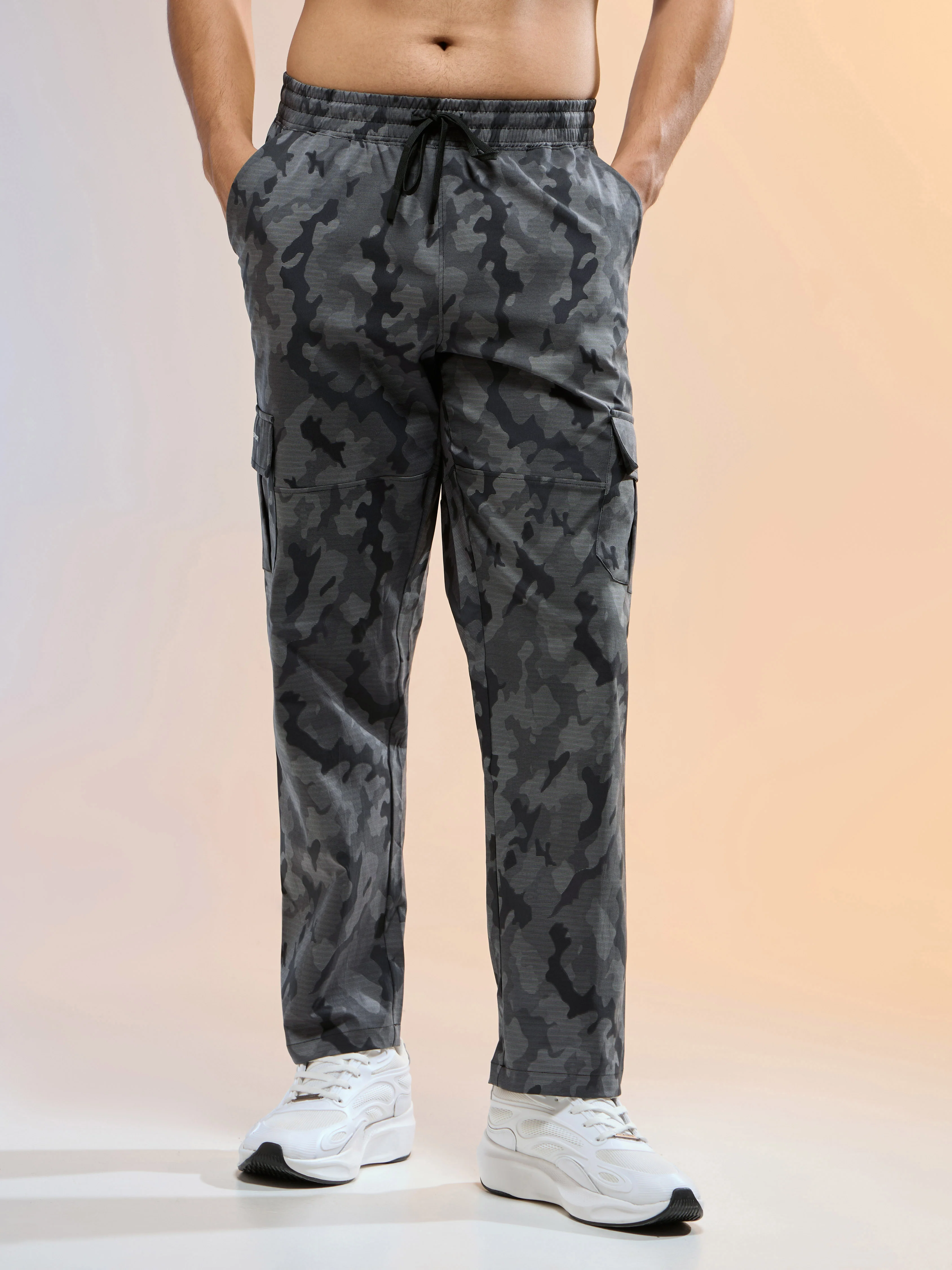 Men Printed Straight Fit Sports Cargo Trackpants with TS LYTRA - Image 2