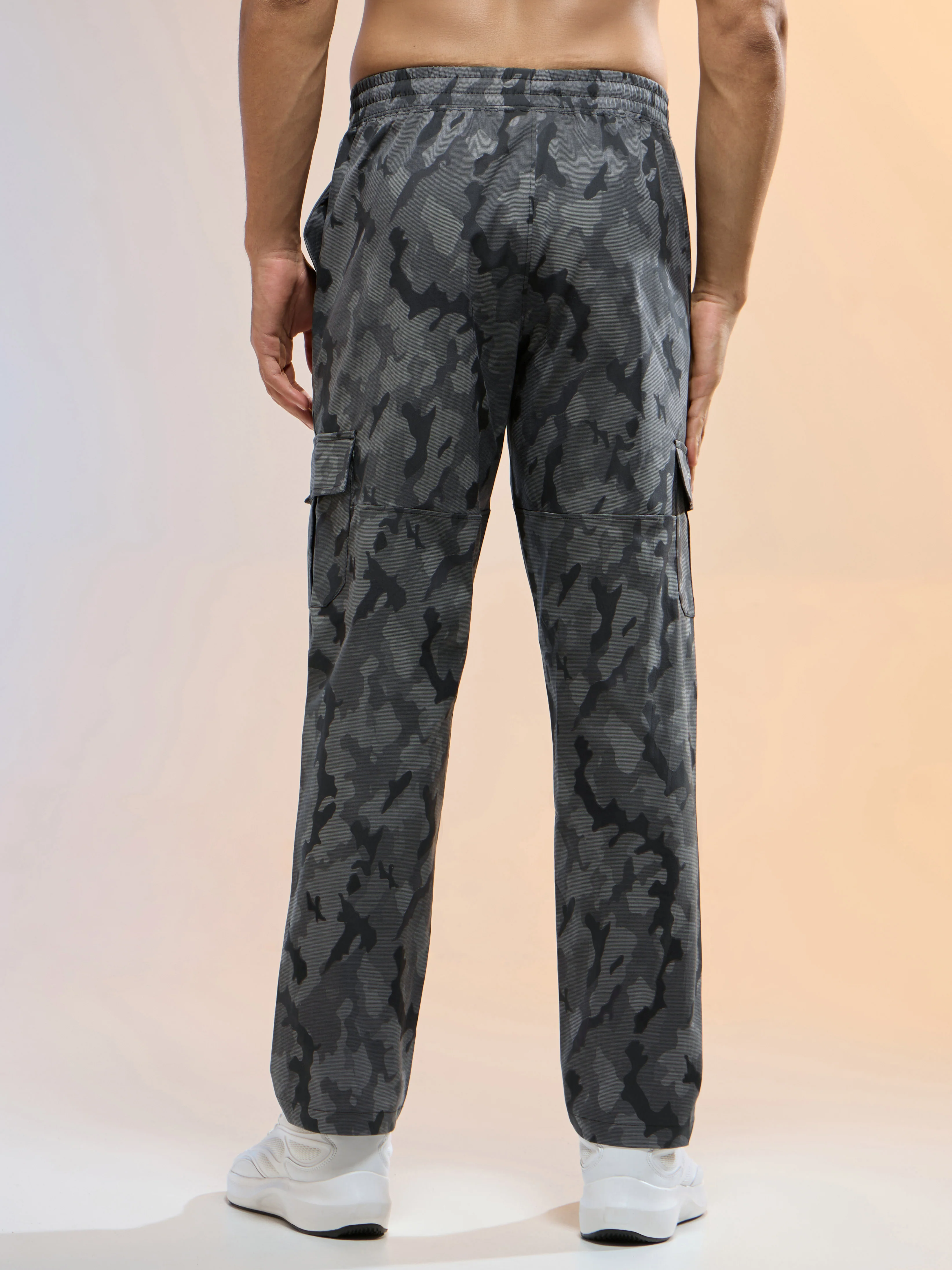 Men Printed Straight Fit Sports Cargo Trackpants with TS LYTRA - Image 3