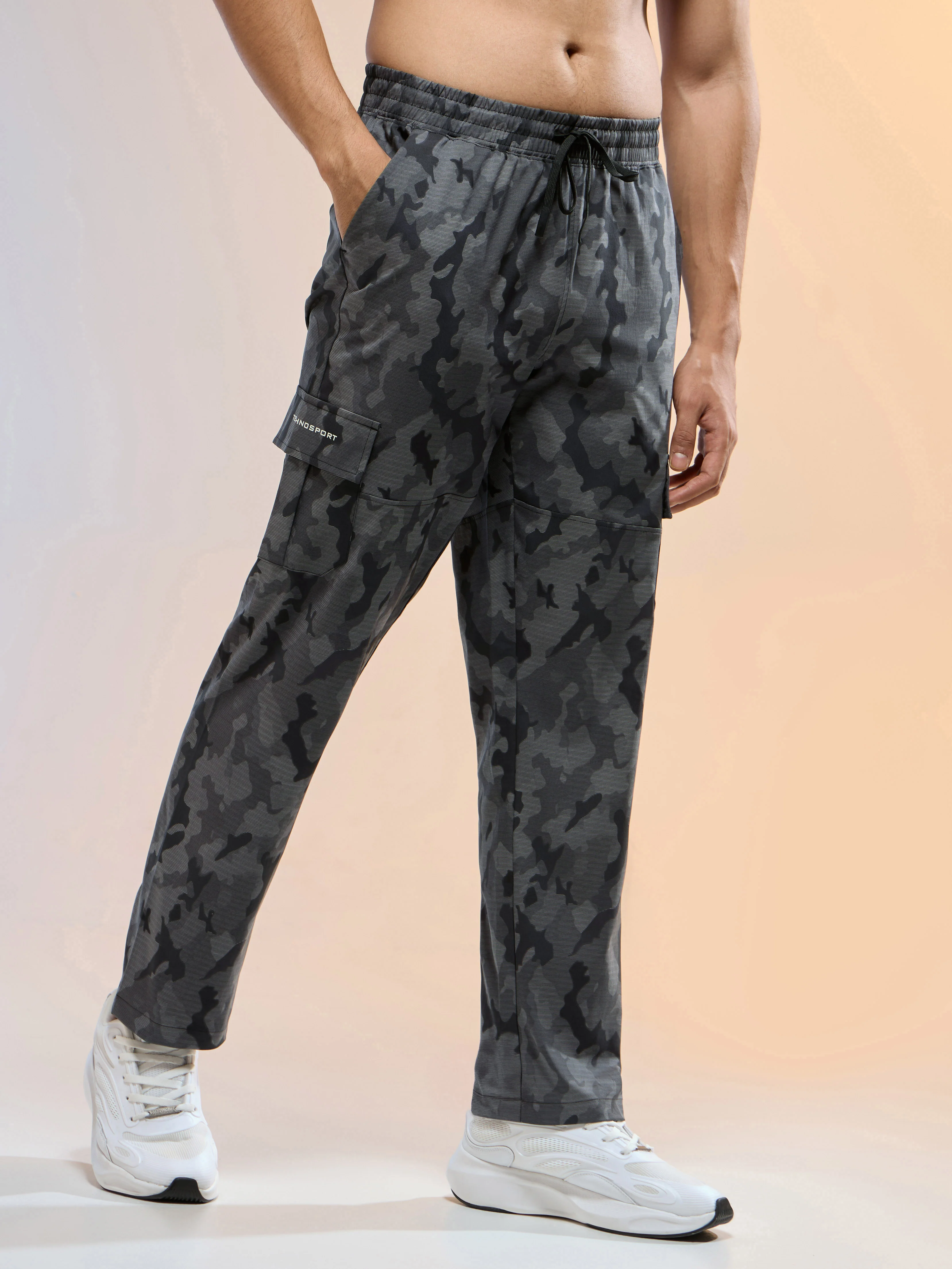 Men Printed Straight Fit Sports Cargo Trackpants with TS LYTRA - Image 6
