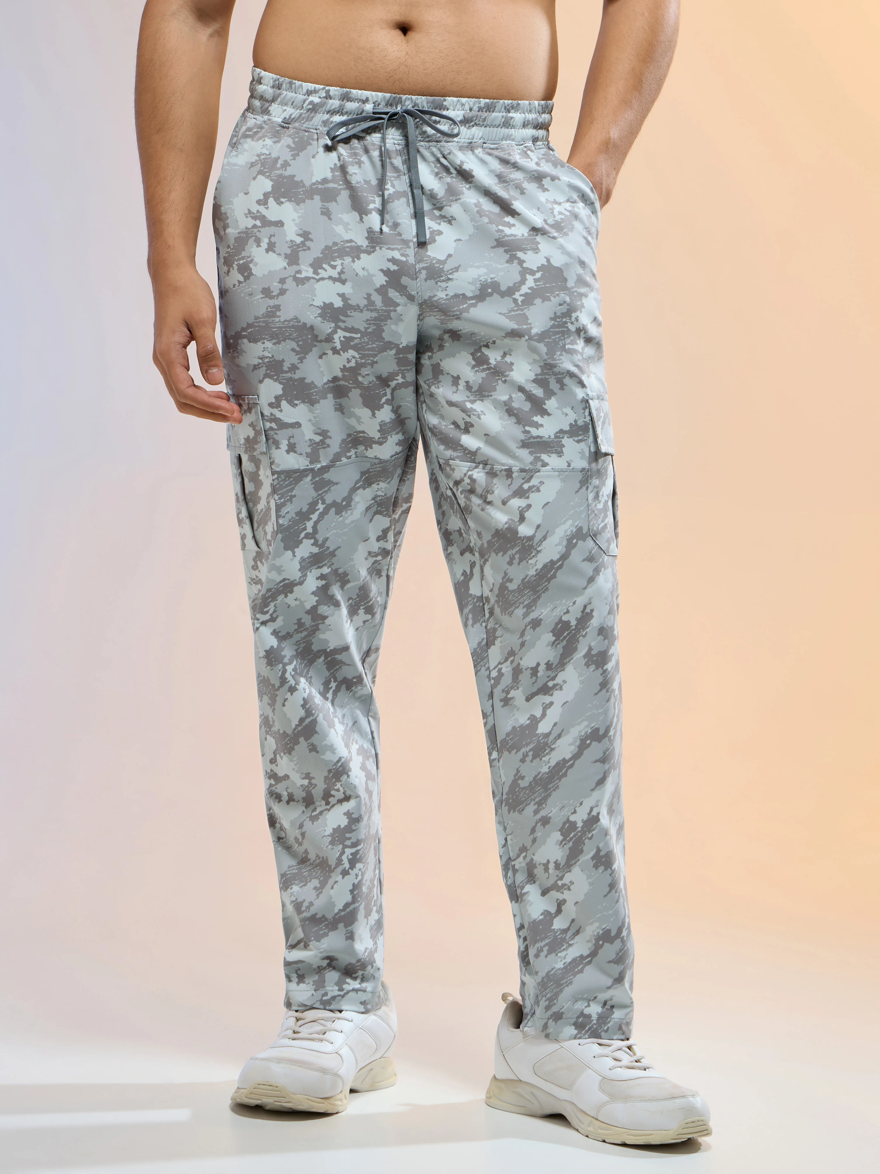 Men Printed Straight Fit Sports Cargo Trackpants with TS LYTRA - Image 2
