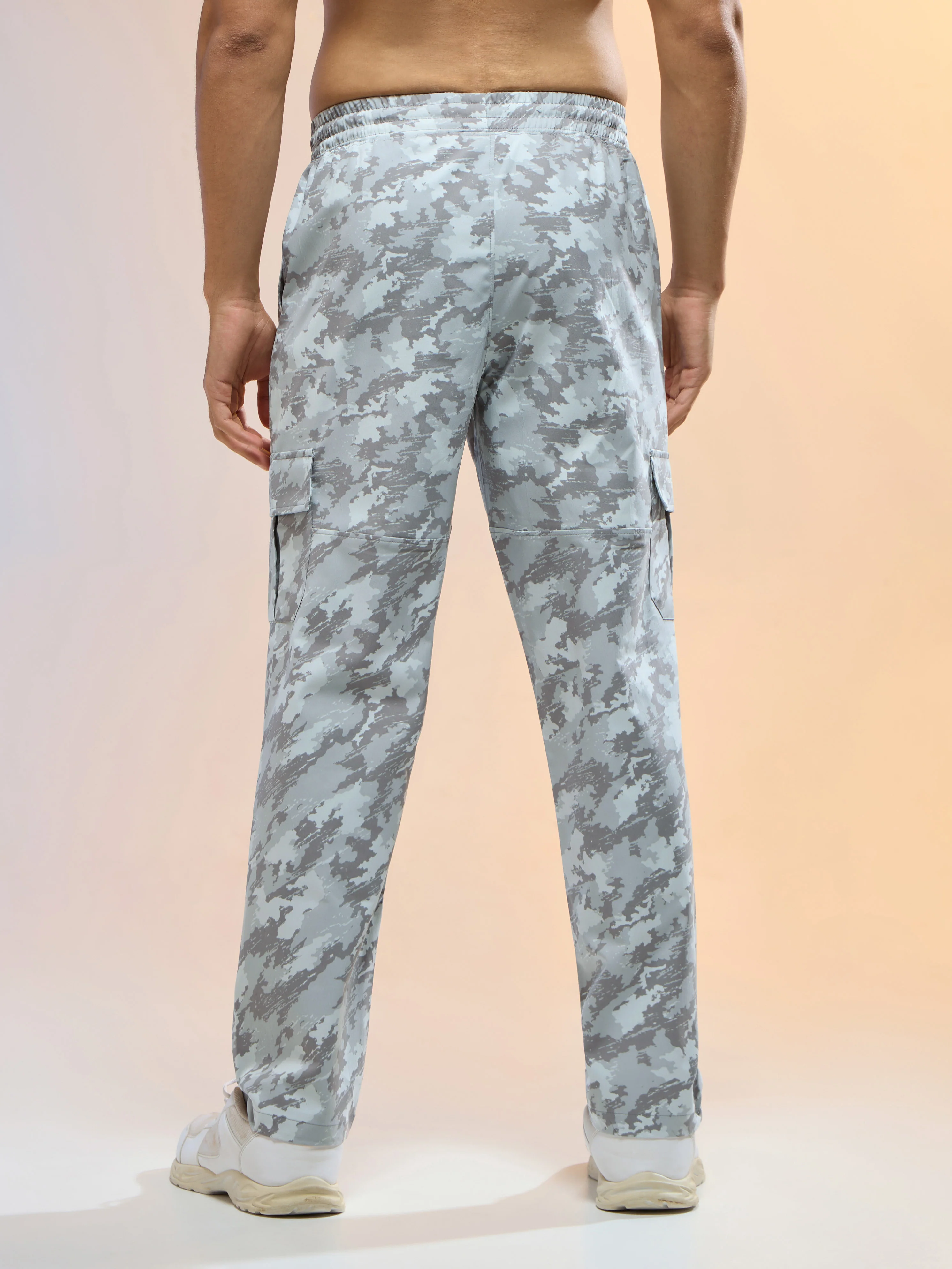 Men Printed Straight Fit Sports Cargo Trackpants with TS LYTRA - Image 3