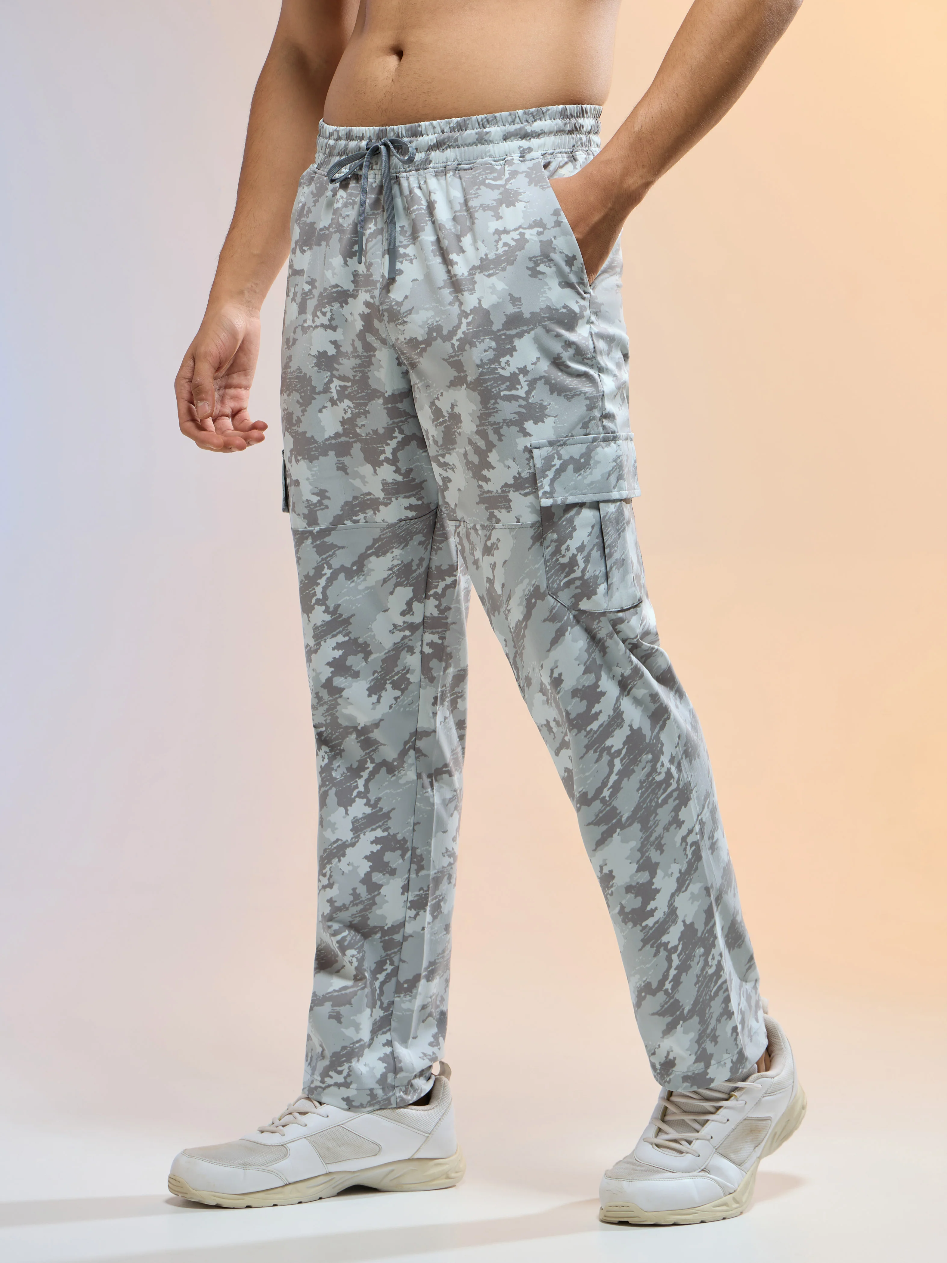 Men Printed Straight Fit Sports Cargo Trackpants with TS LYTRA - Image 4