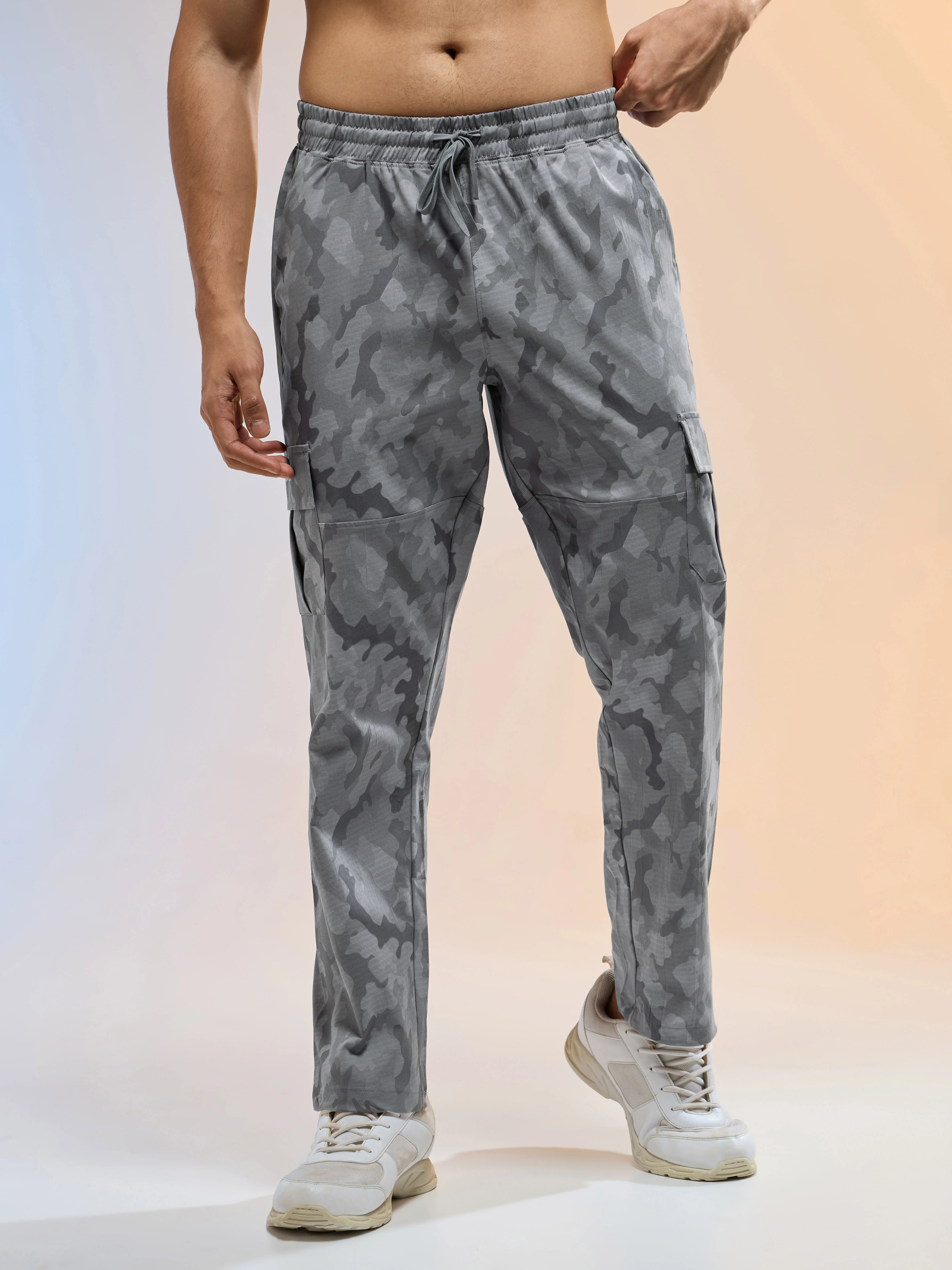 Men Printed Straight Fit Sports Cargo Trackpants with TS LYTRA - Image 2
