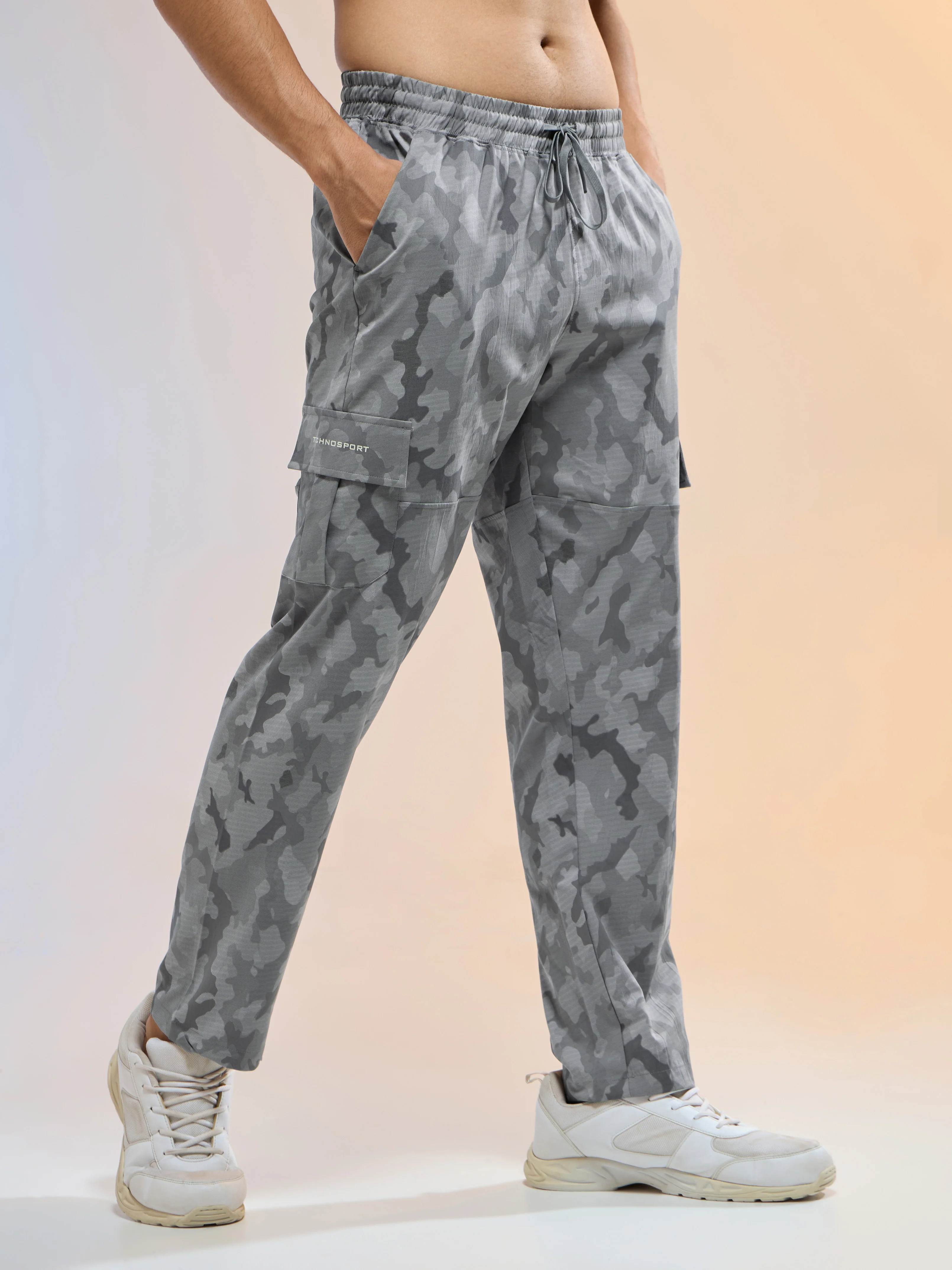 Men Printed Straight Fit Sports Cargo Trackpants with TS LYTRA - Image 3