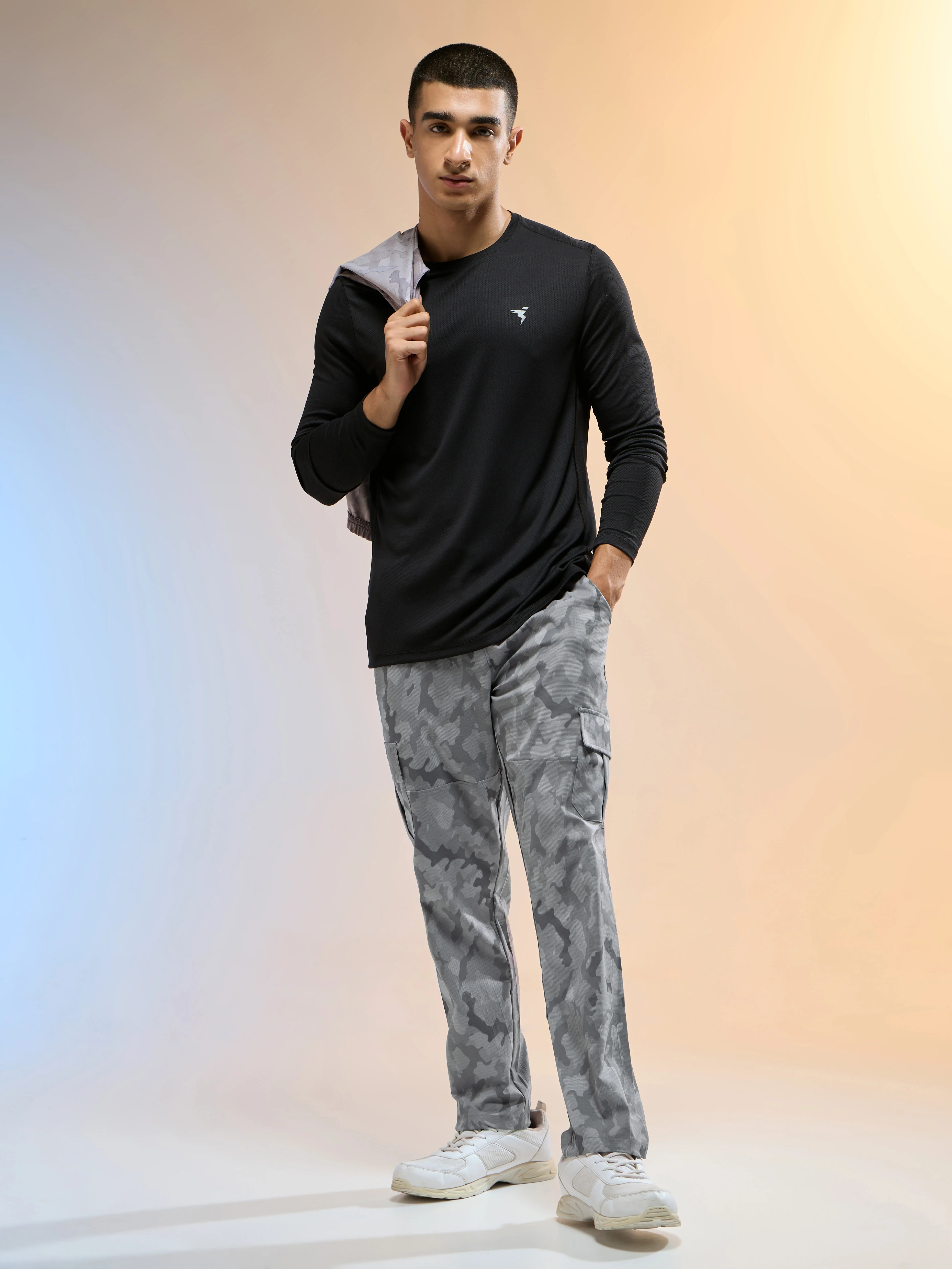 Men Printed Straight Fit Sports Cargo Trackpants with TS LYTRA - Image 5