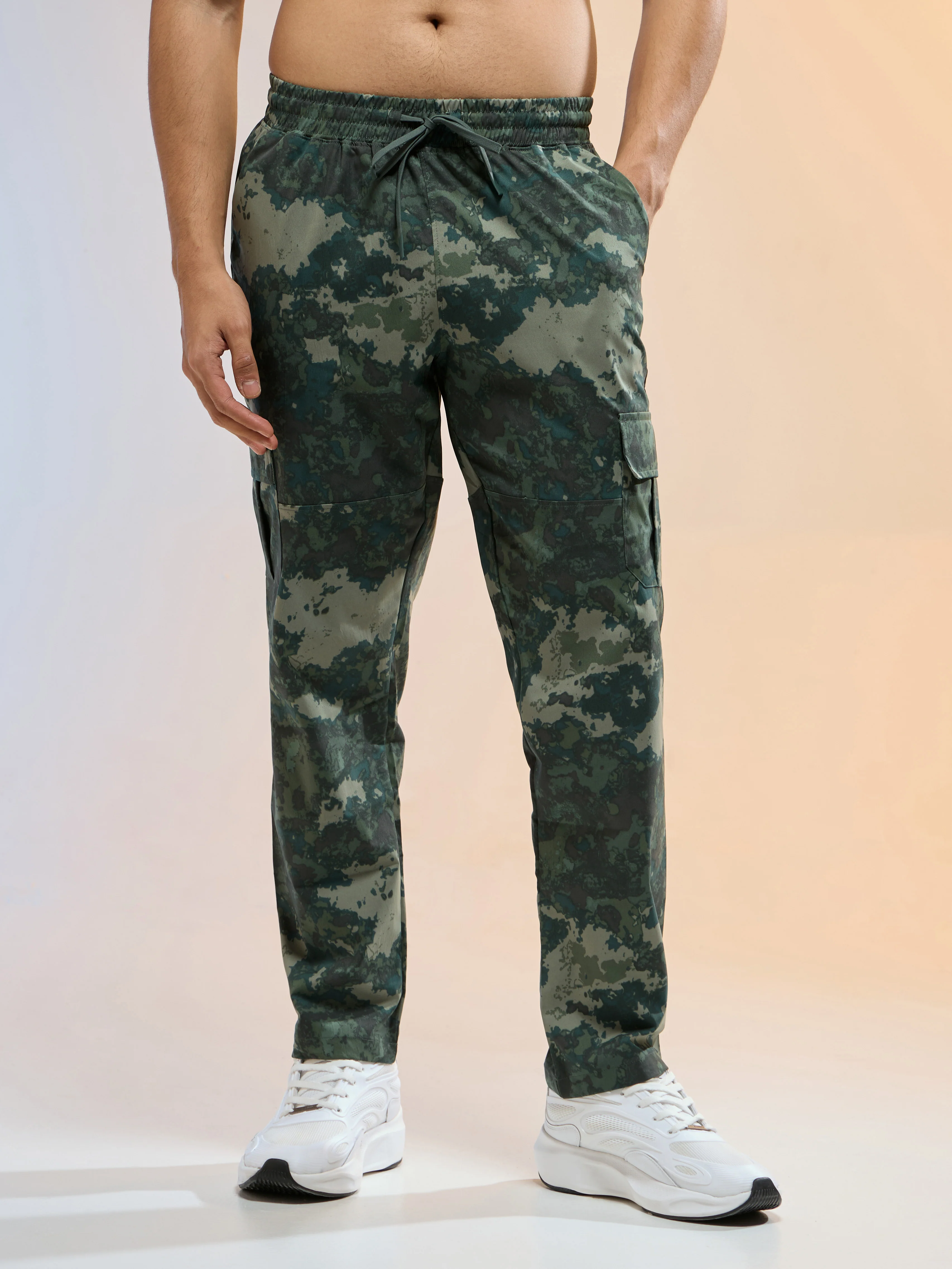 Men Printed Straight Fit Sports Cargo Trackpants with TS LYTRA - Image 2