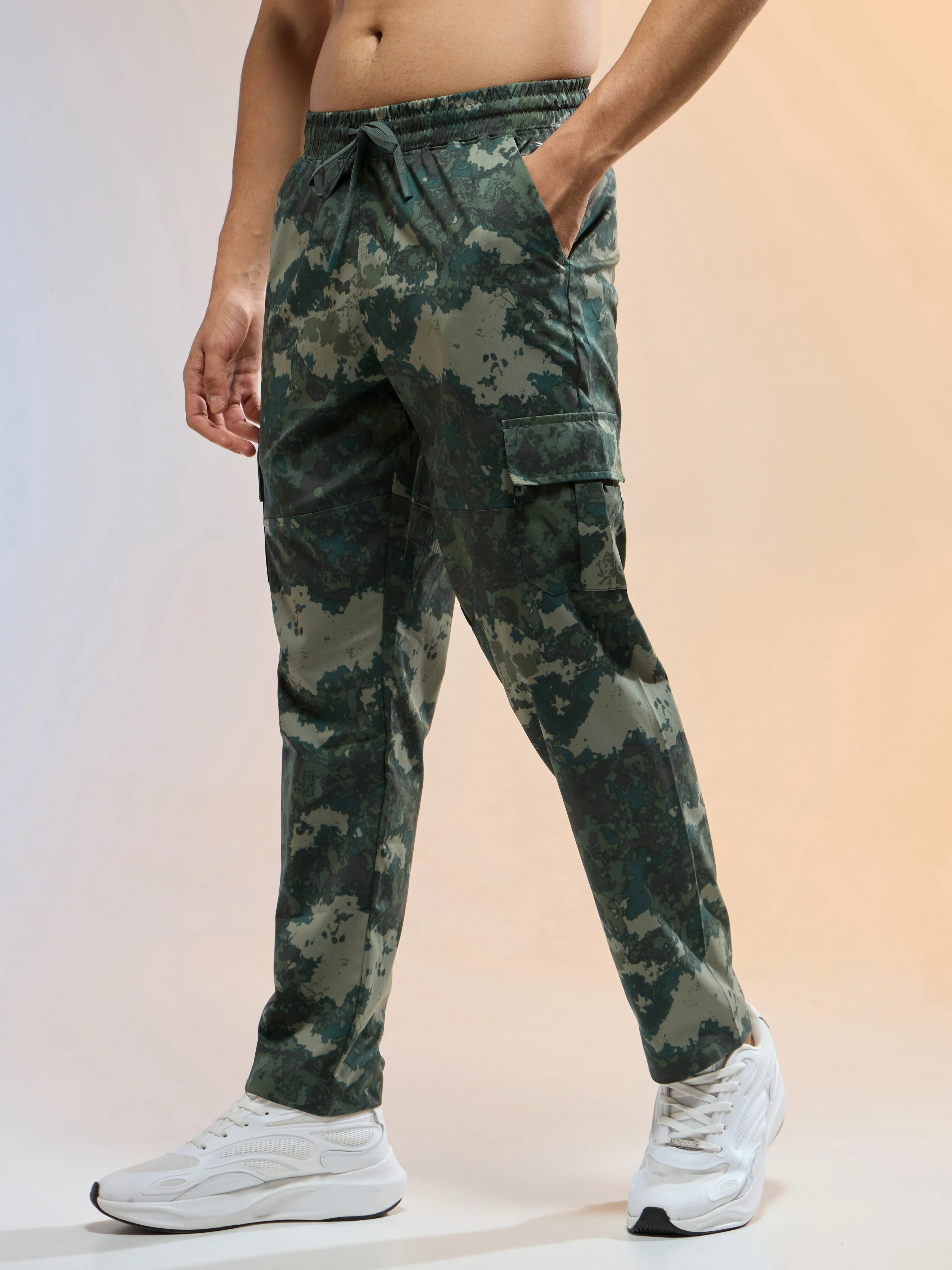 Men Printed Straight Fit Sports Cargo Trackpants with TS LYTRA - Image 4
