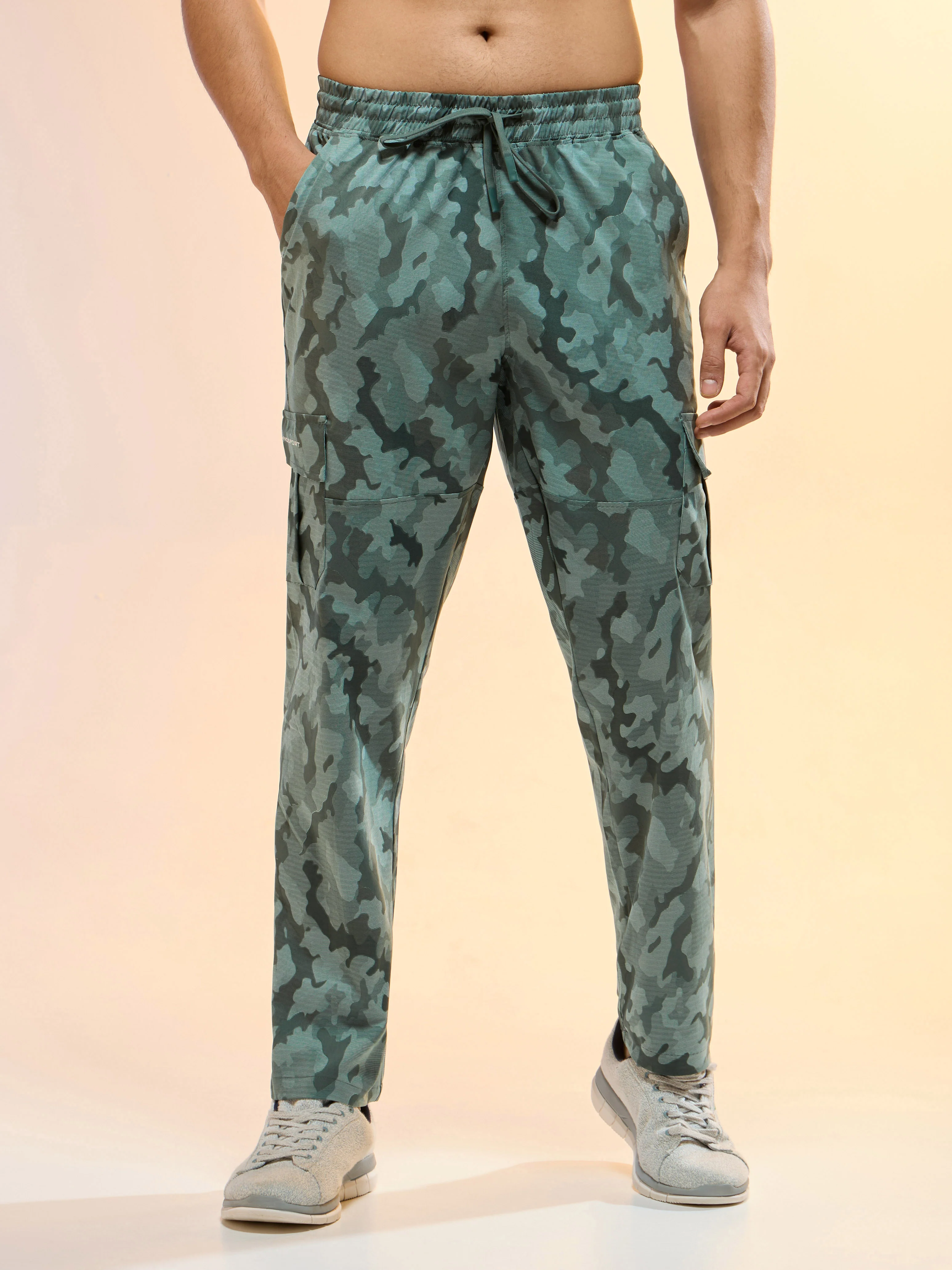 Men Printed Straight Fit Sports Cargo Trackpants with TS LYTRA - Image 2