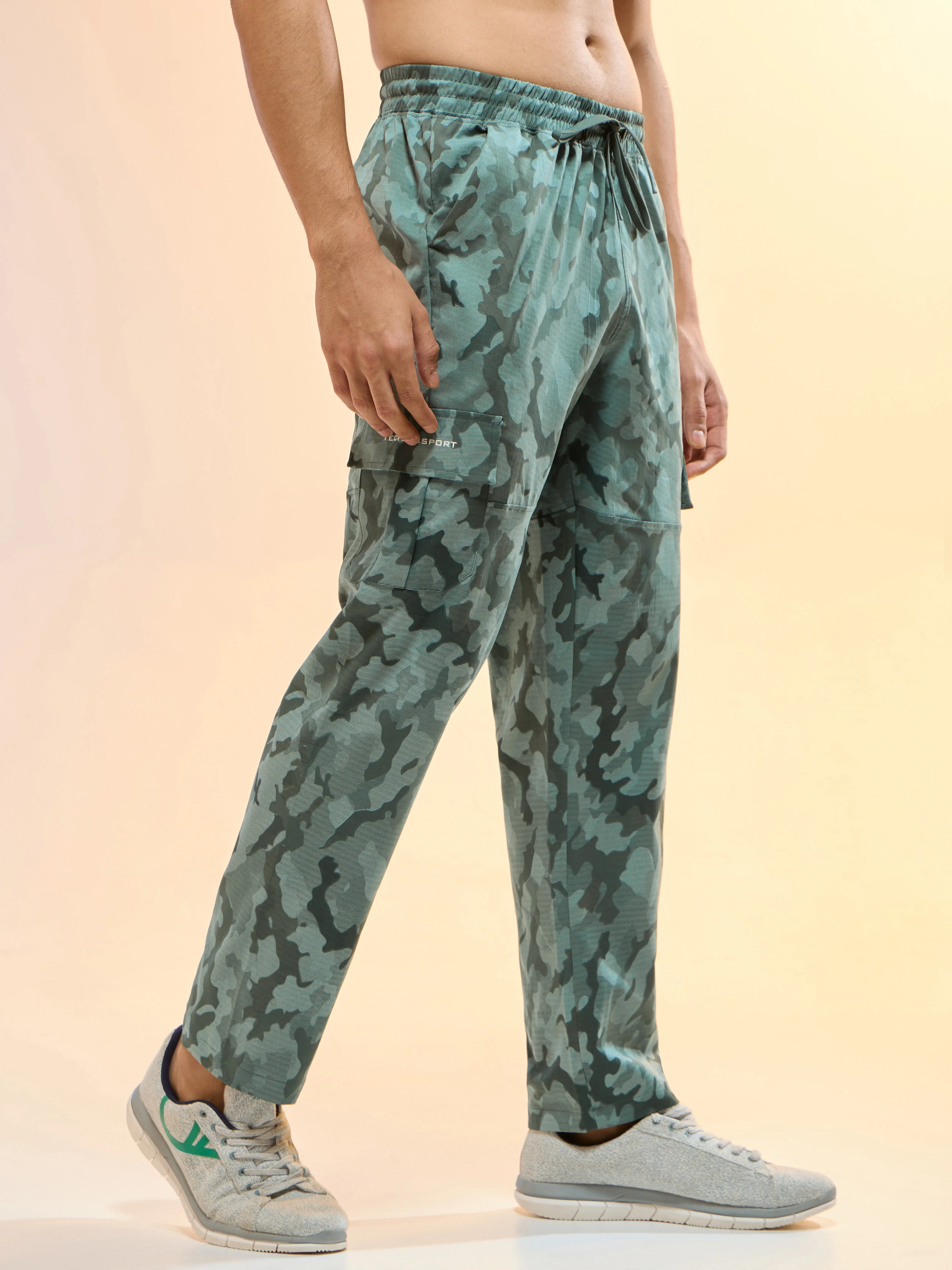 Men Printed Straight Fit Sports Cargo Trackpants with TS LYTRA - Image 4