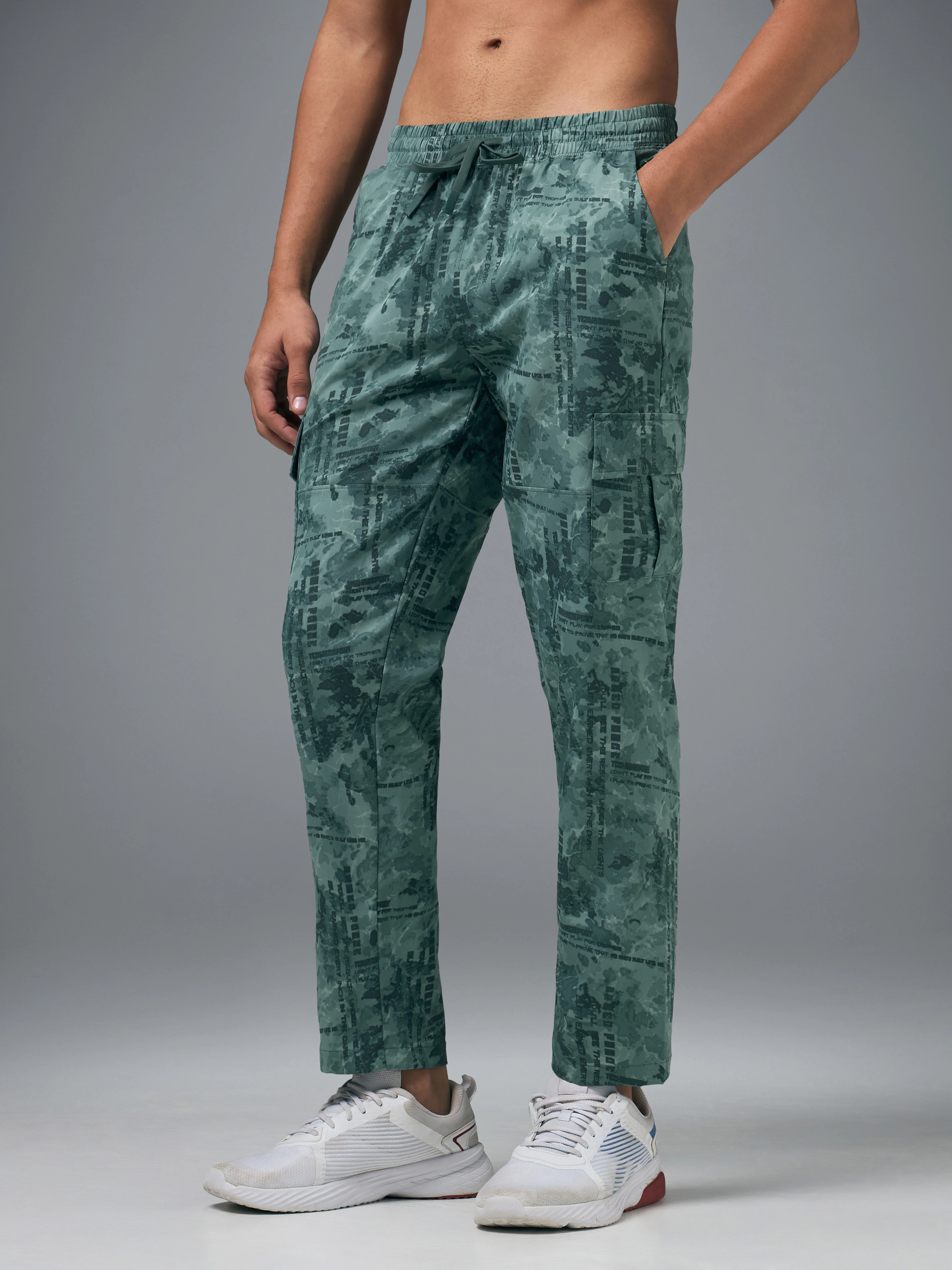 Men Printed Straight Fit Sports Cargo Trackpants with TS LYTRA - Image 4