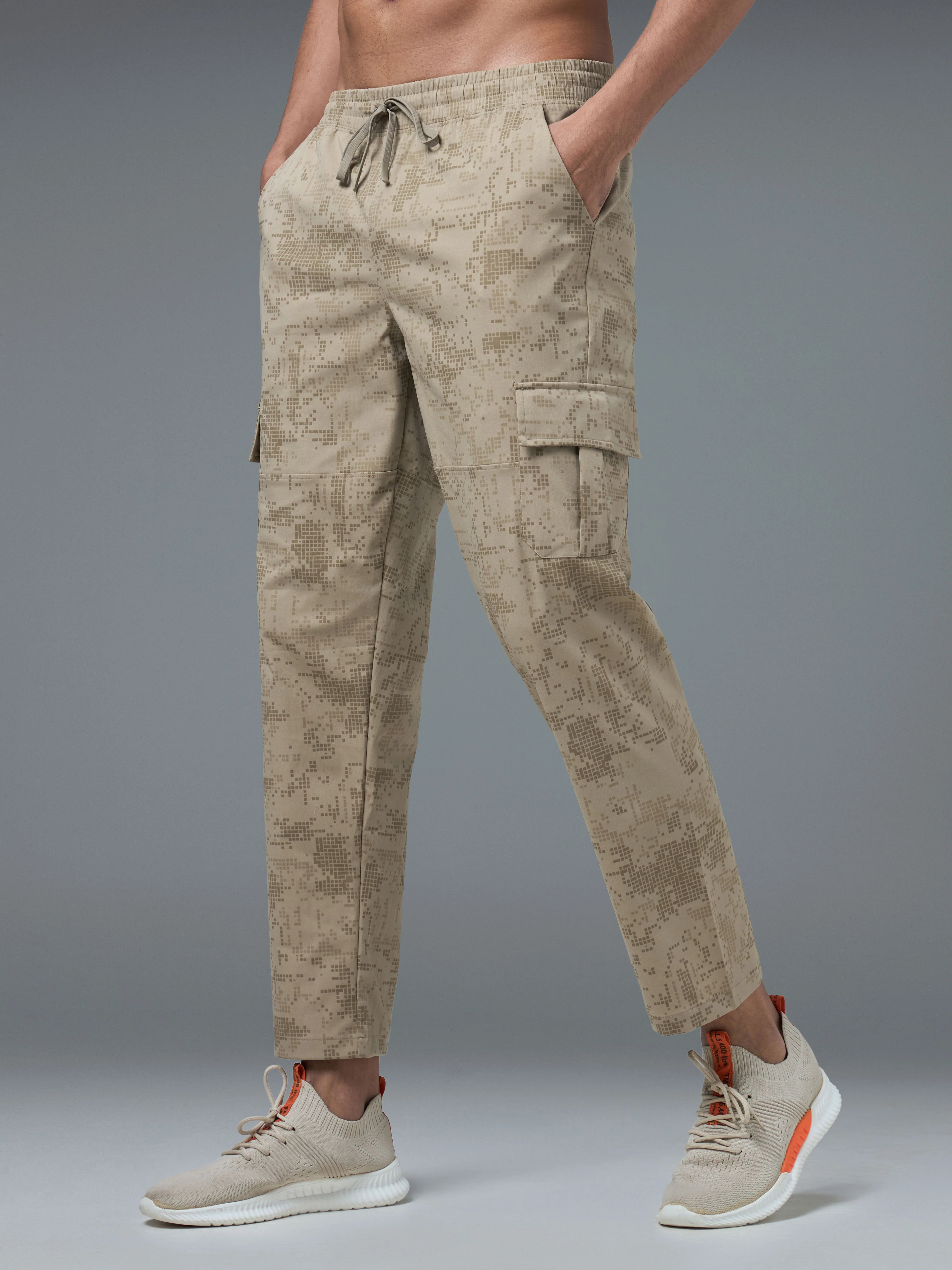 Men Printed Straight Fit Sports Cargo Trackpants with TS LYTRA - Image 4