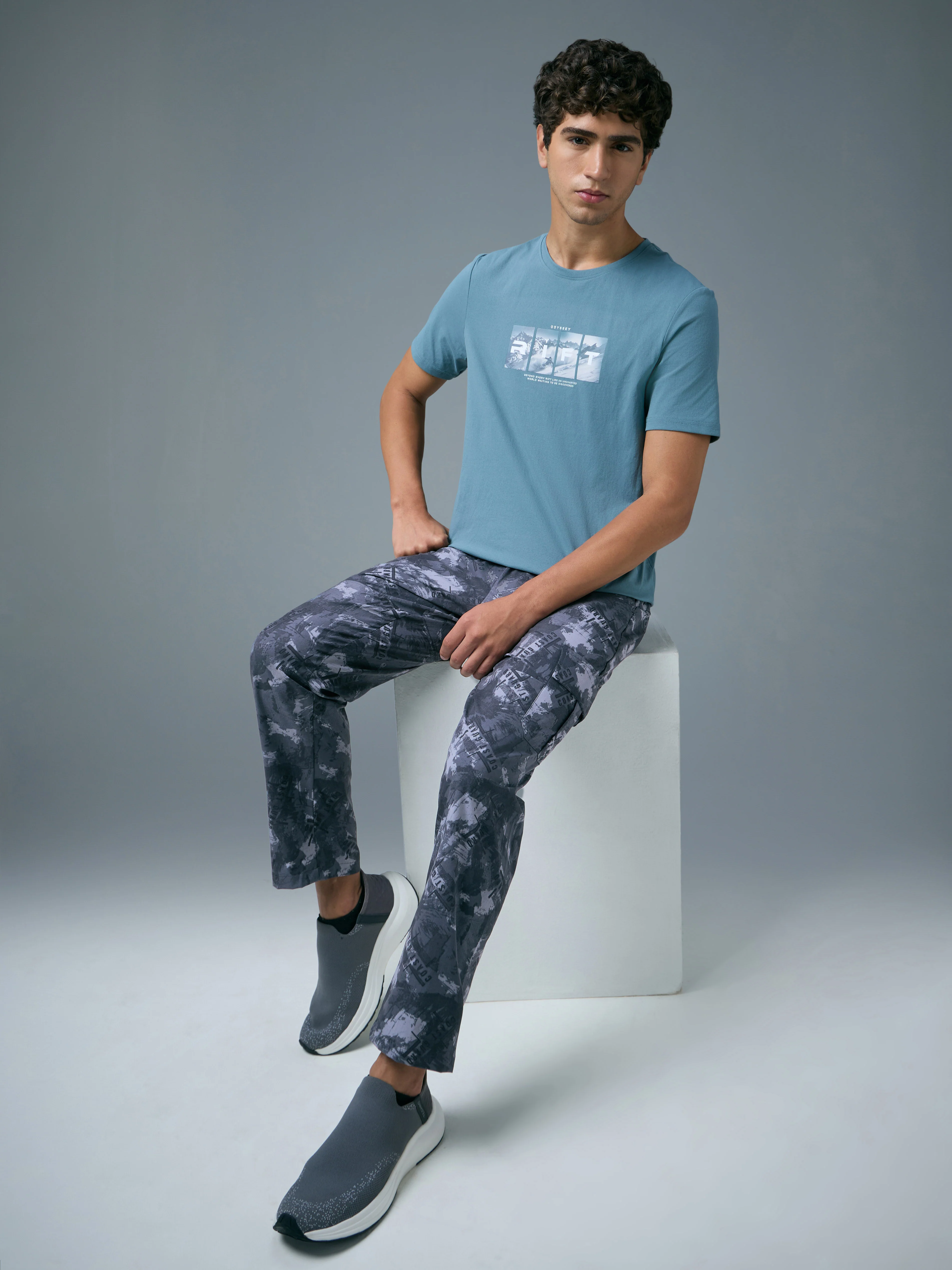 Men Printed Straight Fit Sports Cargo Trackpants with TS LYTRA - Image 5