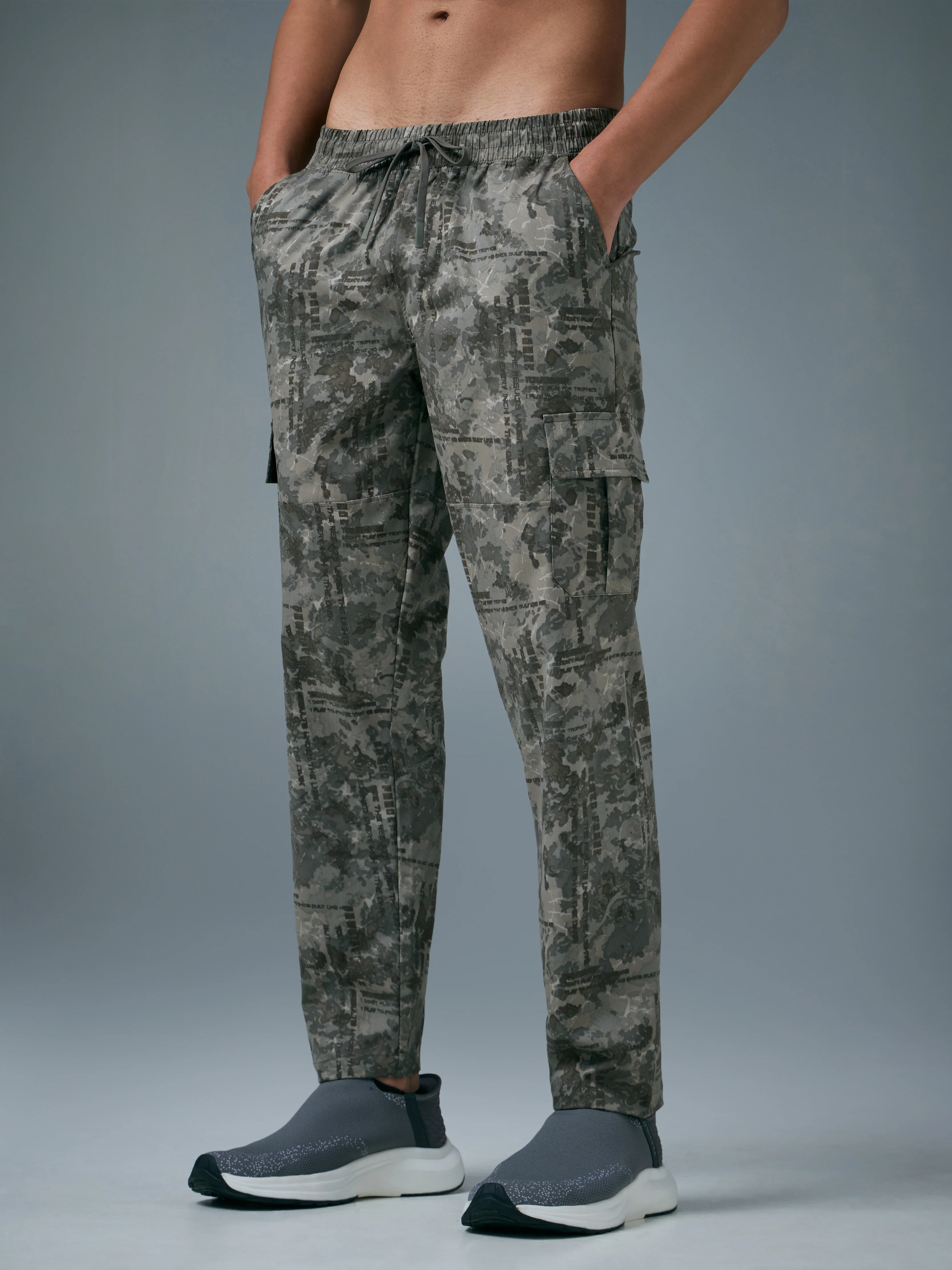 Men Printed Straight Fit Sports Cargo Trackpants with TS LYTRA - Image 4