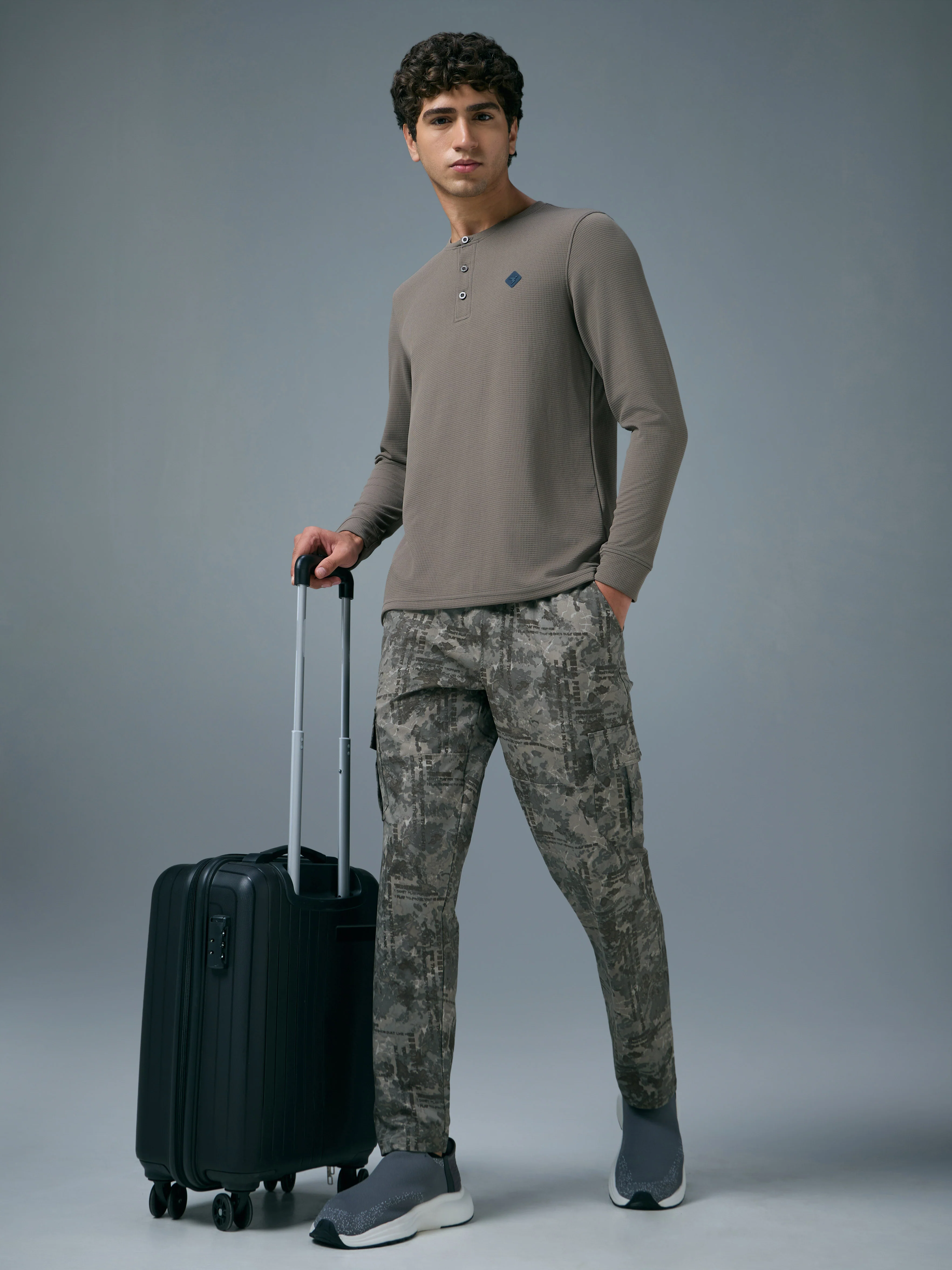 Men Printed Straight Fit Sports Cargo Trackpants with TS LYTRA - Image 5