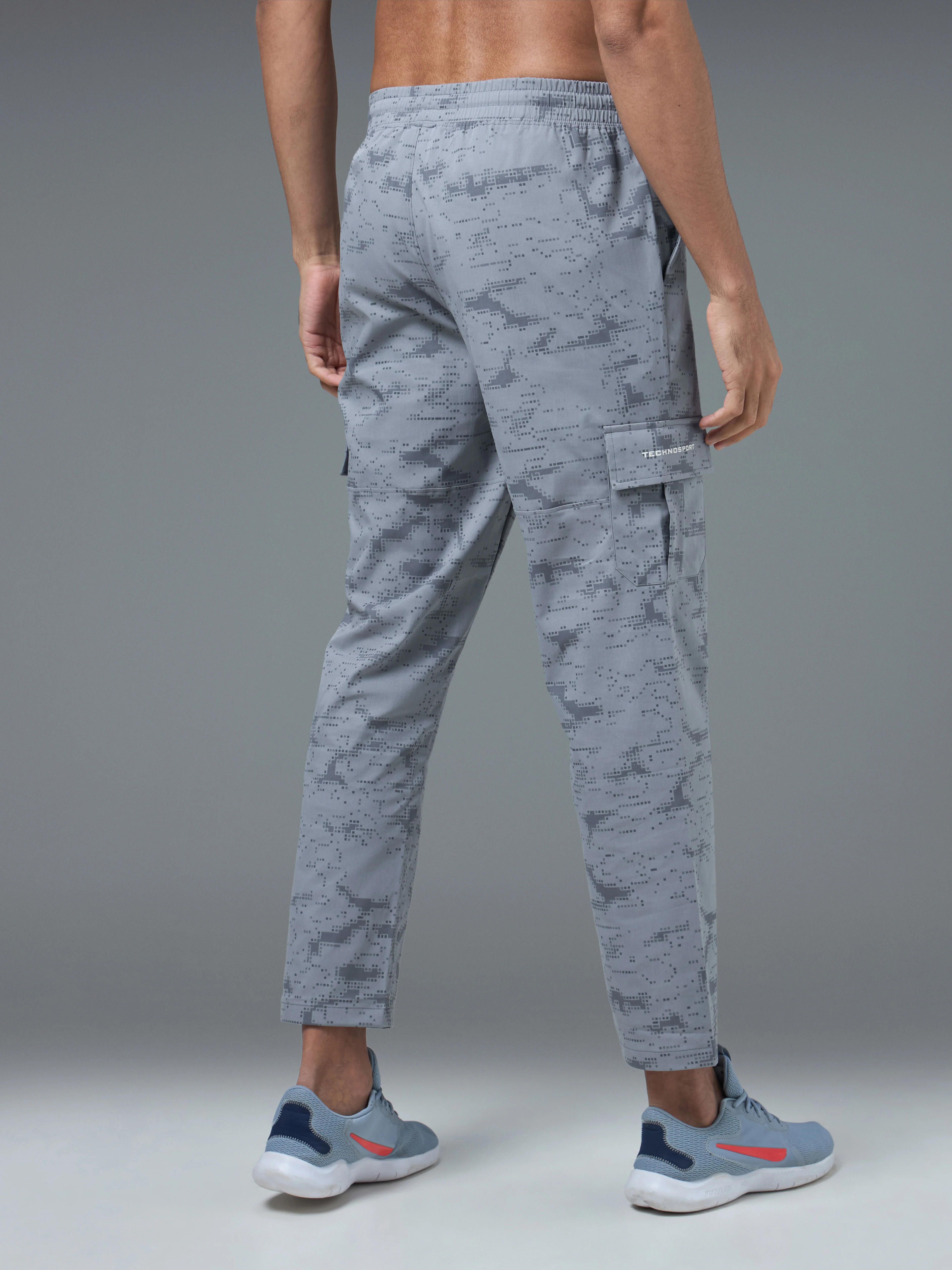 Men Printed Straight Fit Sports Cargo Trackpants with TS LYTRA - Image 3