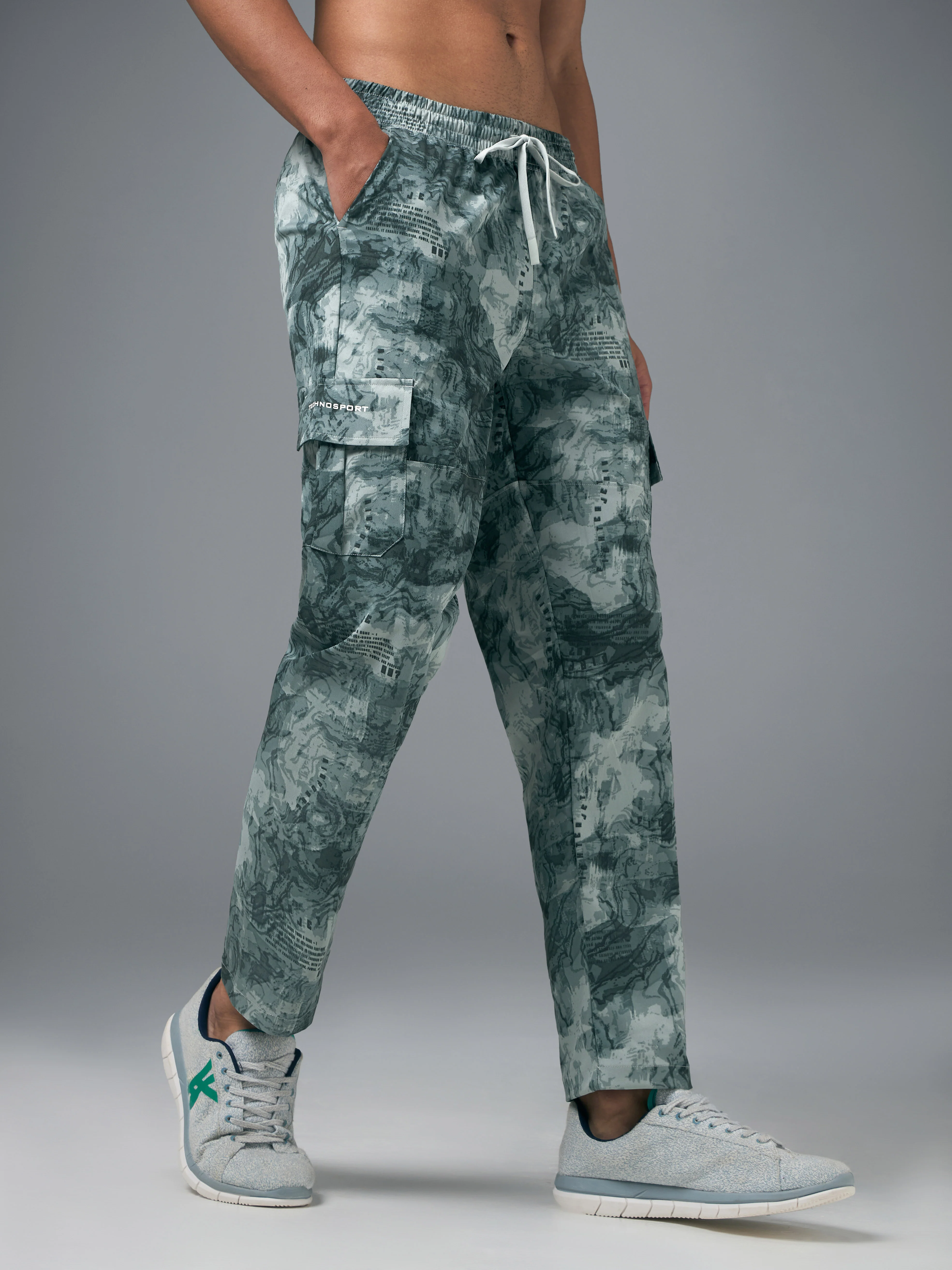 Men Printed Straight Fit Sports Cargo Trackpants with TS LYTRA - Image 4