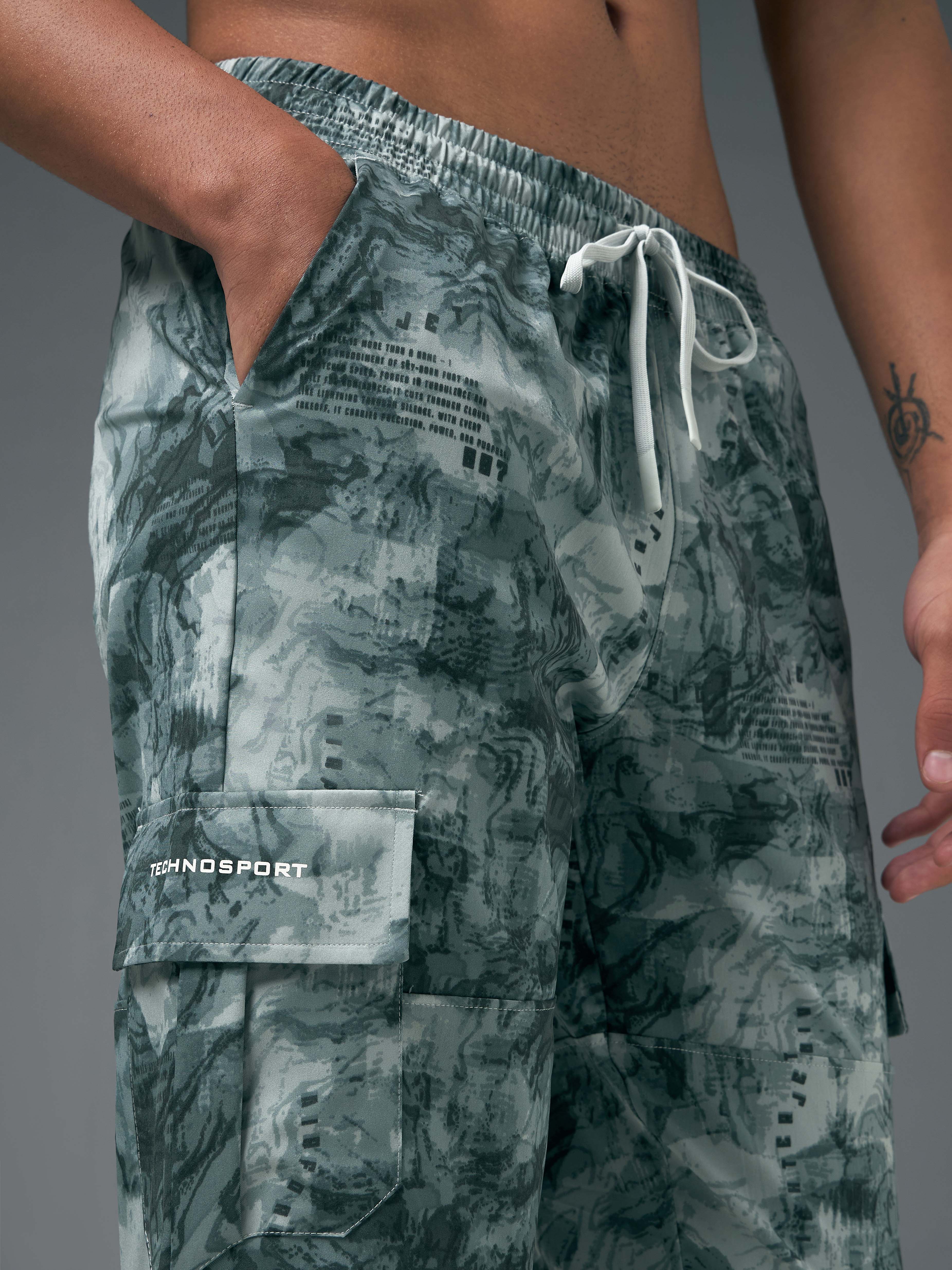 Men Printed Straight Fit Sports Cargo Trackpants with TS LYTRA - Image 6
