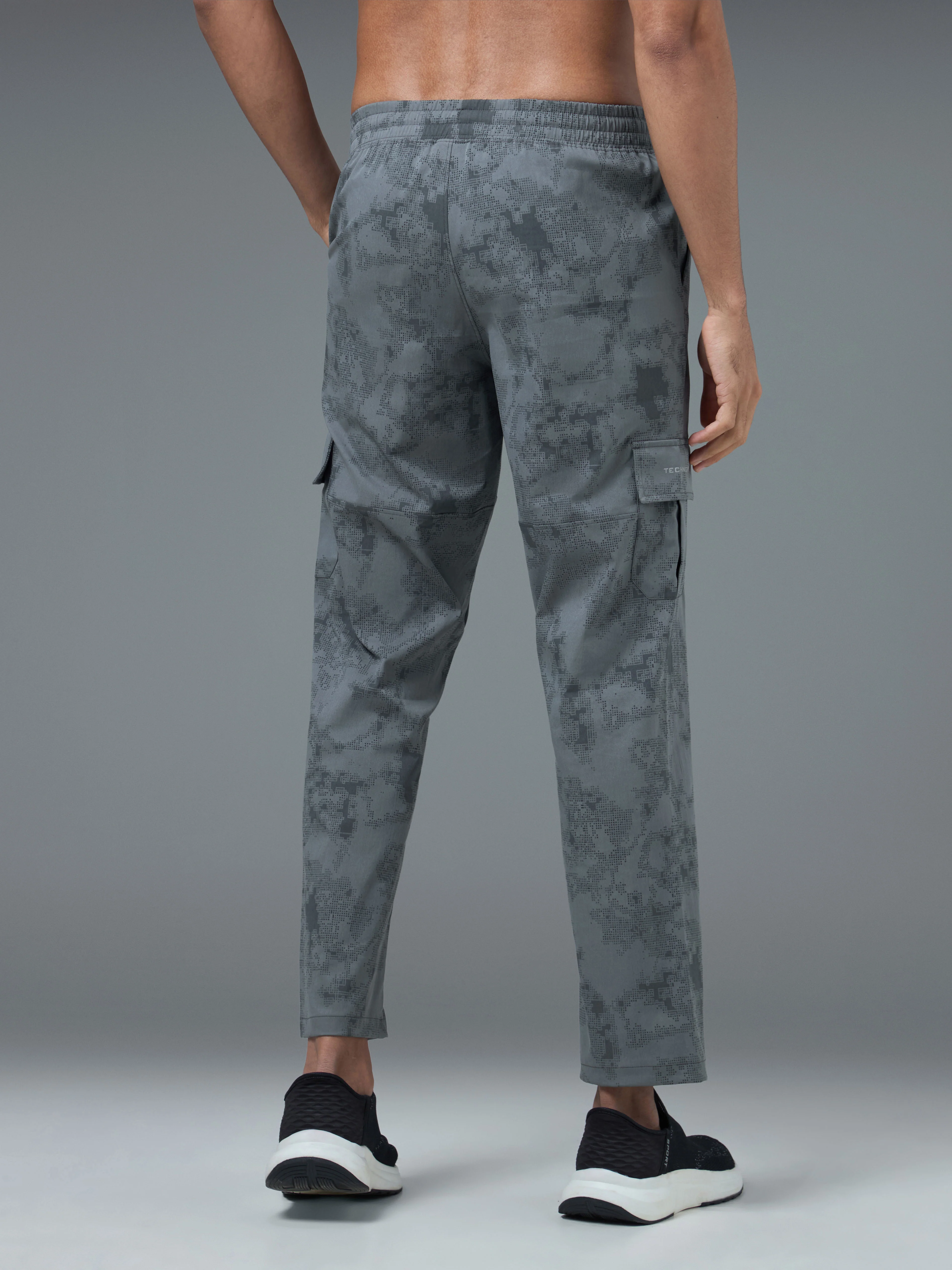 Men Printed Straight Fit Sports Cargo Trackpants with TS LYTRA - Image 3