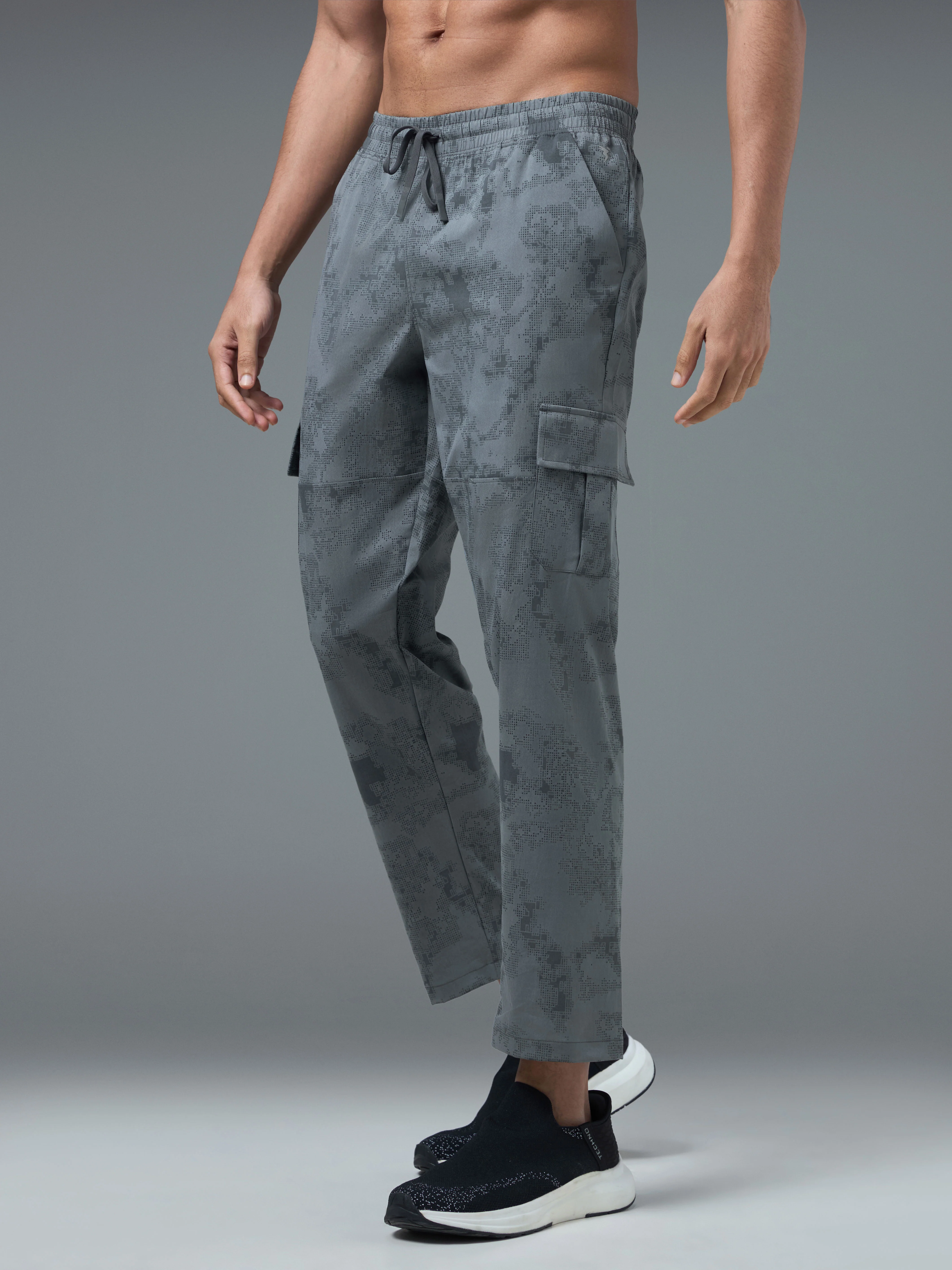 Men Printed Straight Fit Sports Cargo Trackpants with TS LYTRA - Image 4