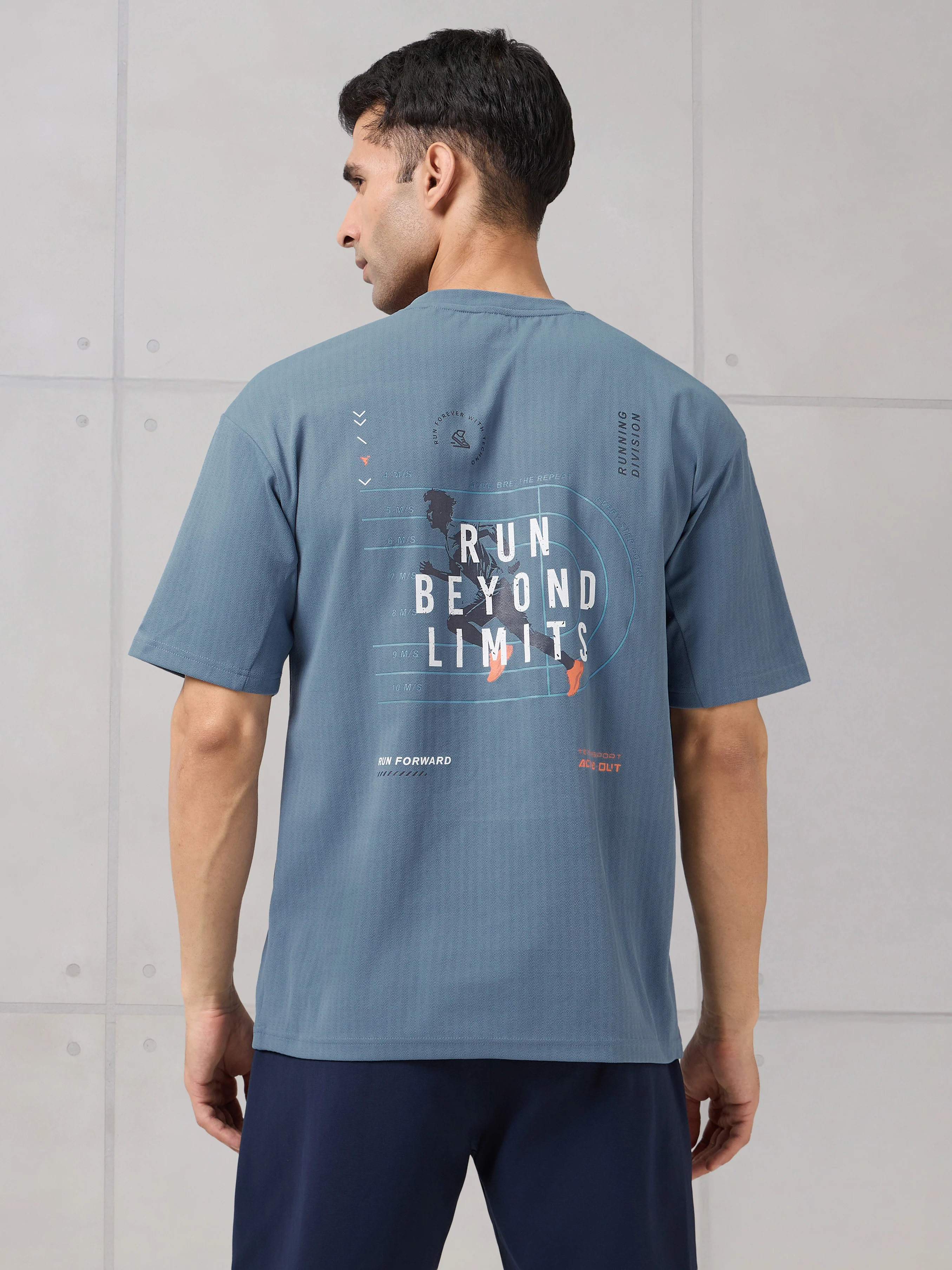 Men Round Neck Back Printed Active Out Regular Fit T-Shirt with ELASTOPLUS - Image 3