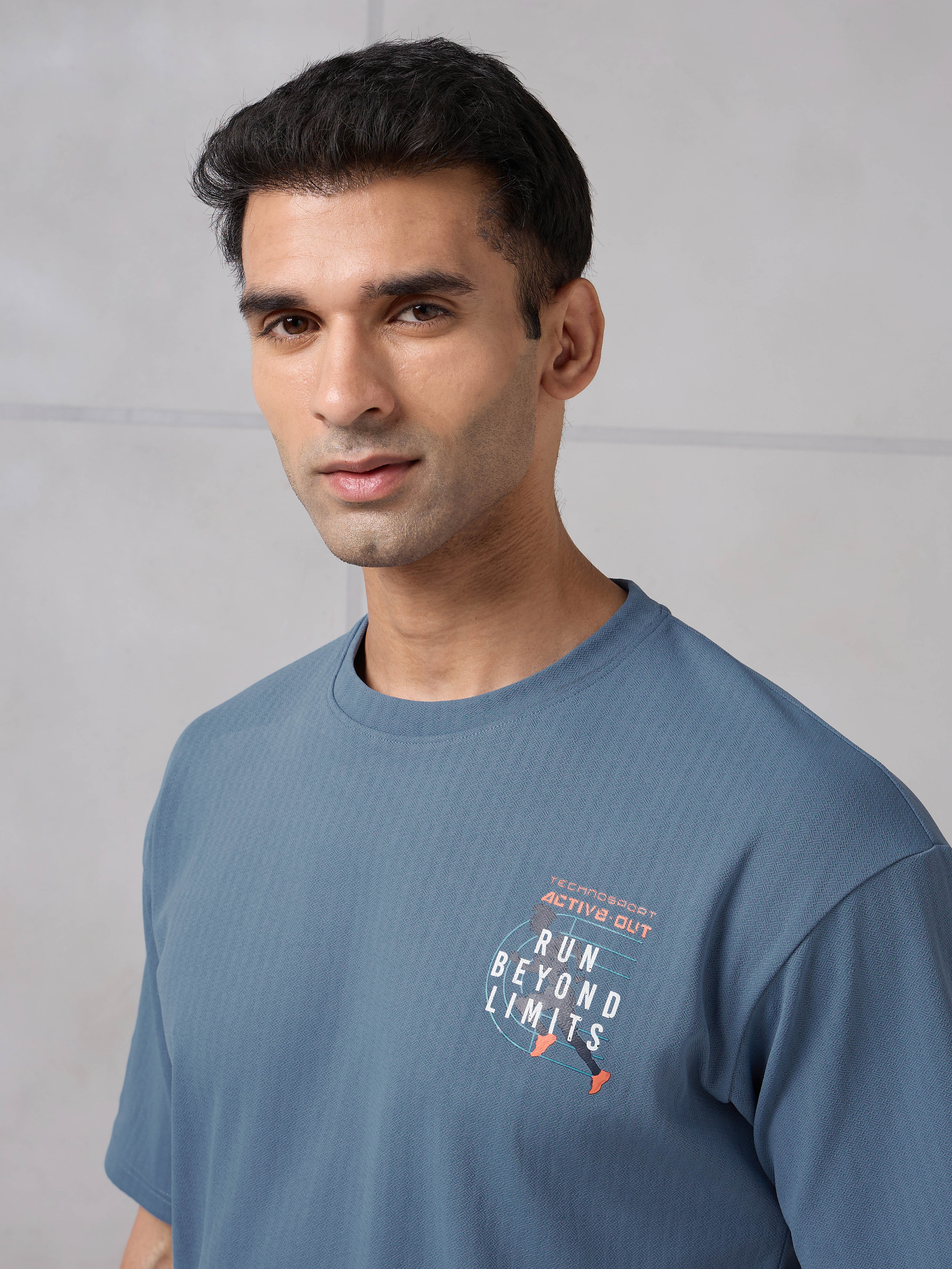 Men Round Neck Back Printed Active Out Regular Fit T-Shirt with ELASTOPLUS - Image 6