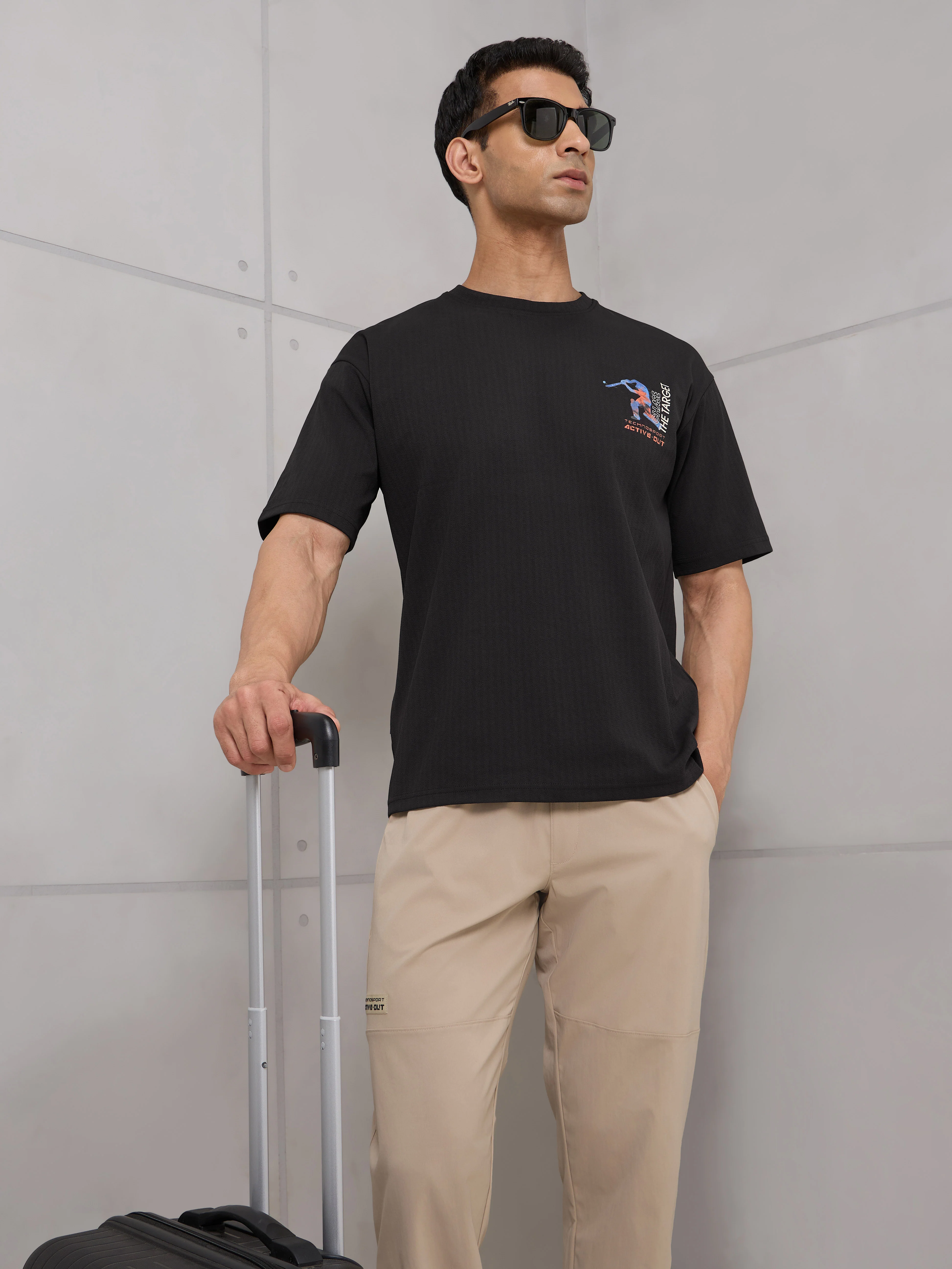 Men Round Neck Back Printed Active Out Regular Fit T-Shirt with ELASTOPLUS - Image 2