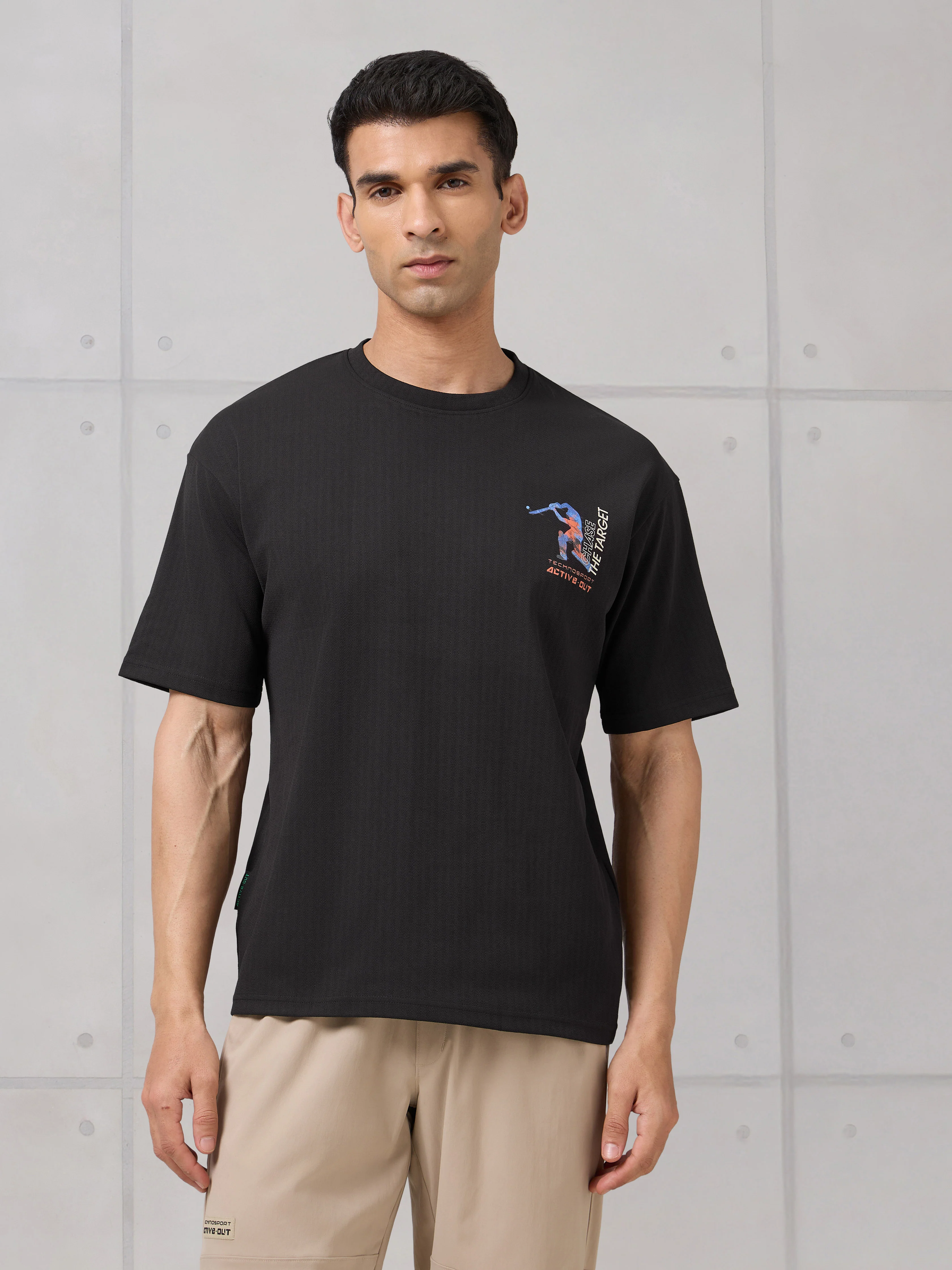 Men Round Neck Back Printed Active Out Regular Fit T-Shirt with ELASTOPLUS - Image 4