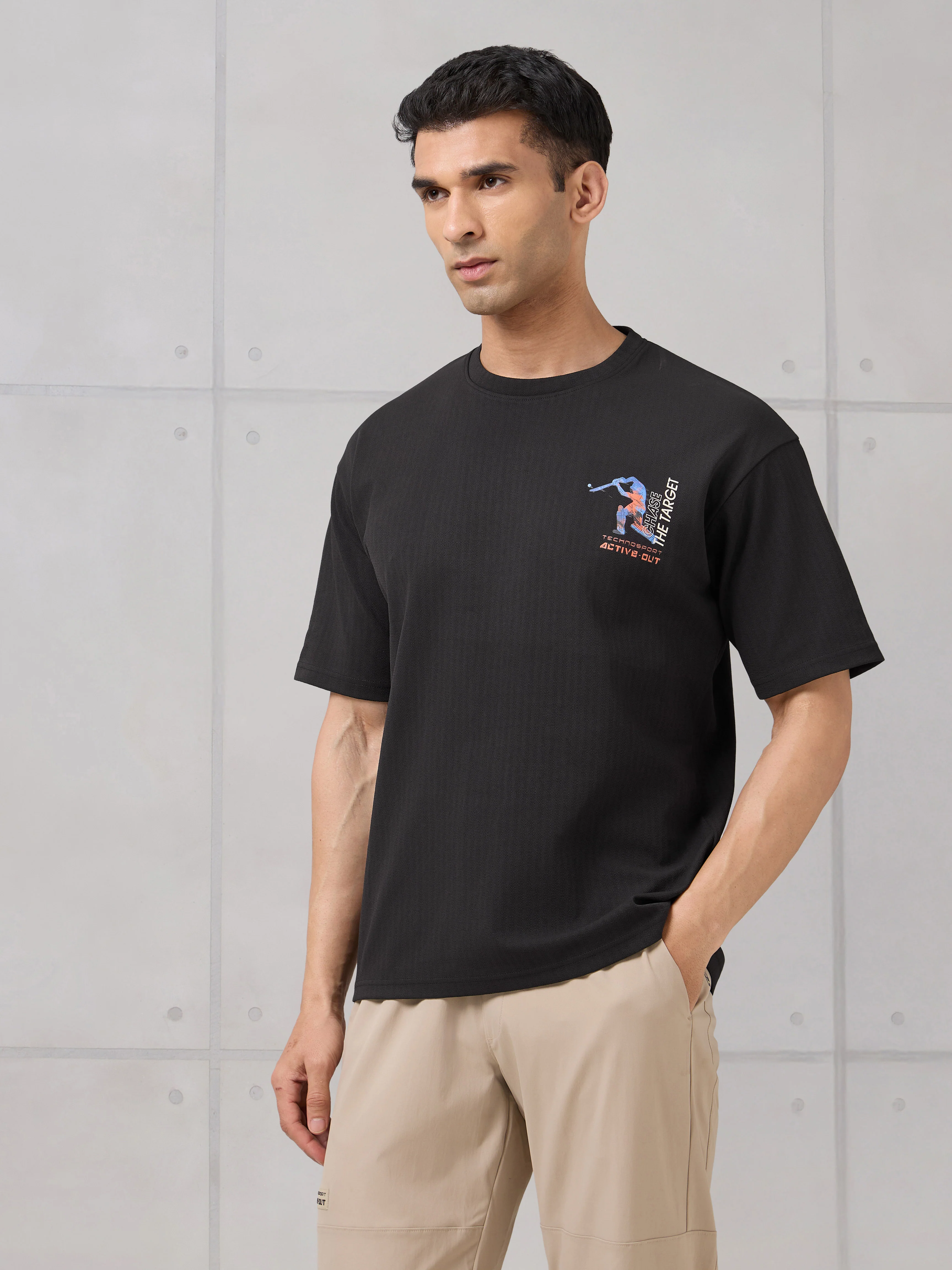 Men Round Neck Back Printed Active Out Regular Fit T-Shirt with ELASTOPLUS - Image 5