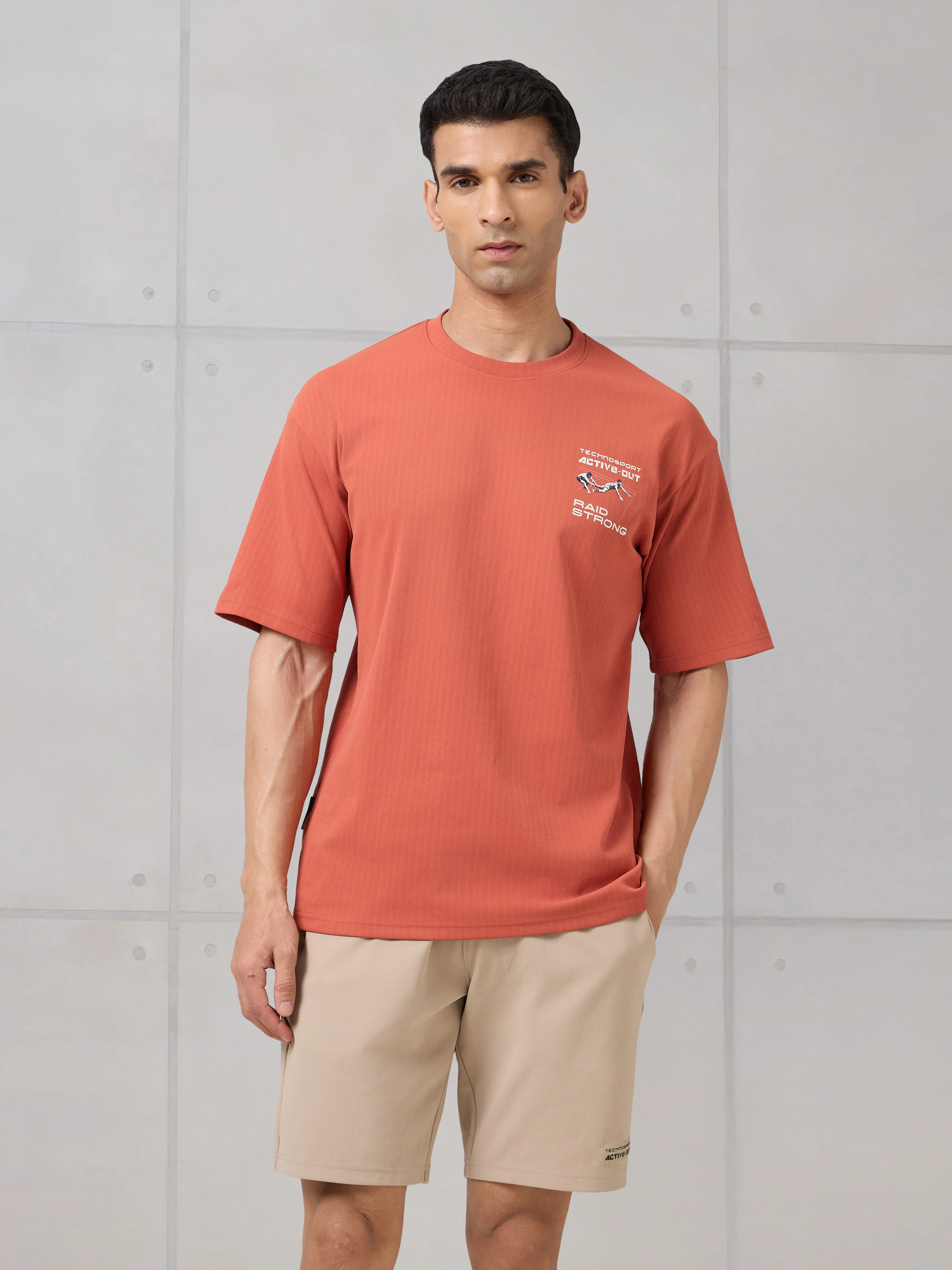 Men Round Neck Back Printed Active Out Regular Fit T-Shirt with ELASTOPLUS - Image 4
