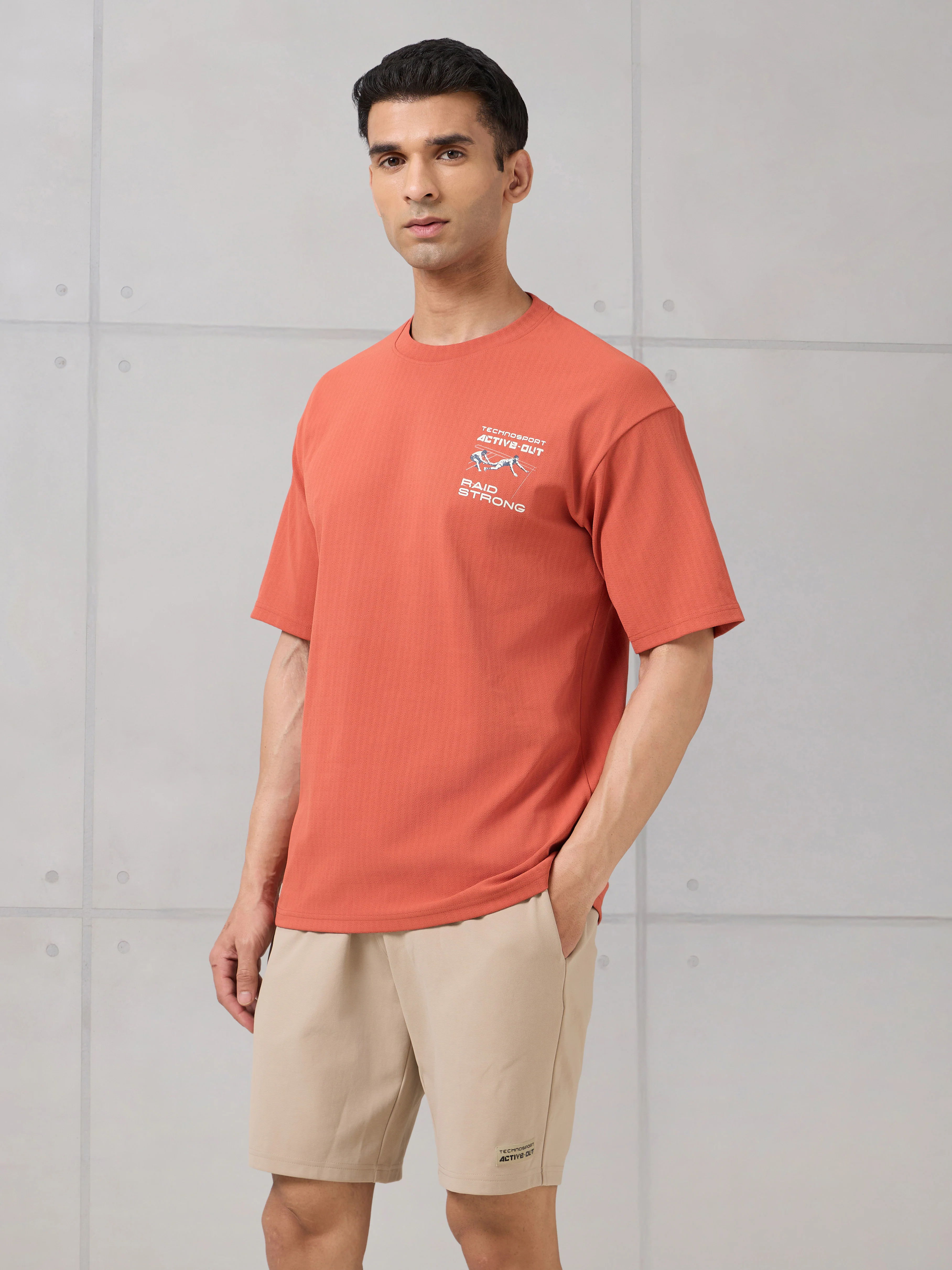 Men Round Neck Back Printed Active Out Regular Fit T-Shirt with ELASTOPLUS - Image 5