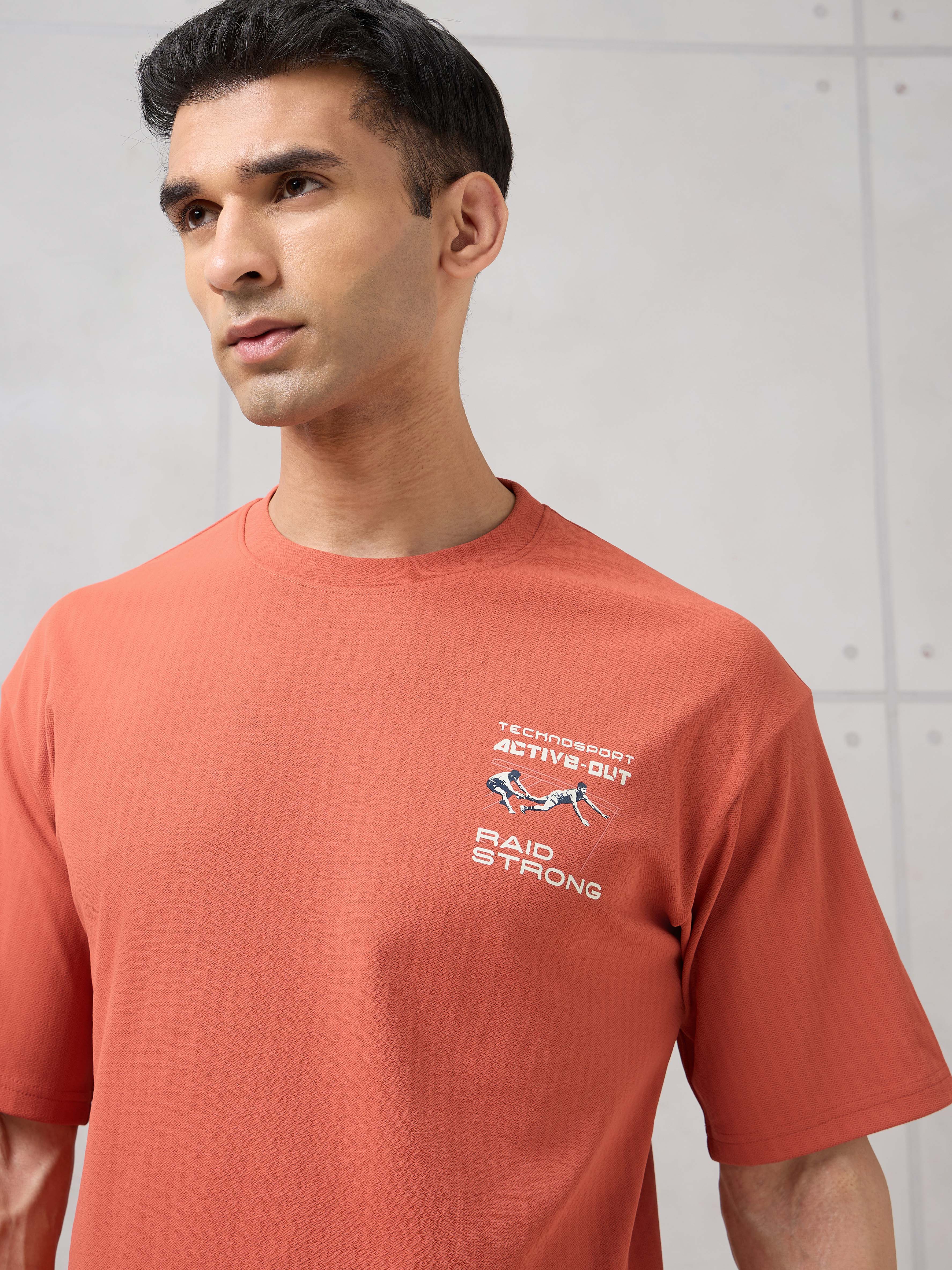 Men Round Neck Back Printed Active Out Regular Fit T-Shirt with ELASTOPLUS - Image 7