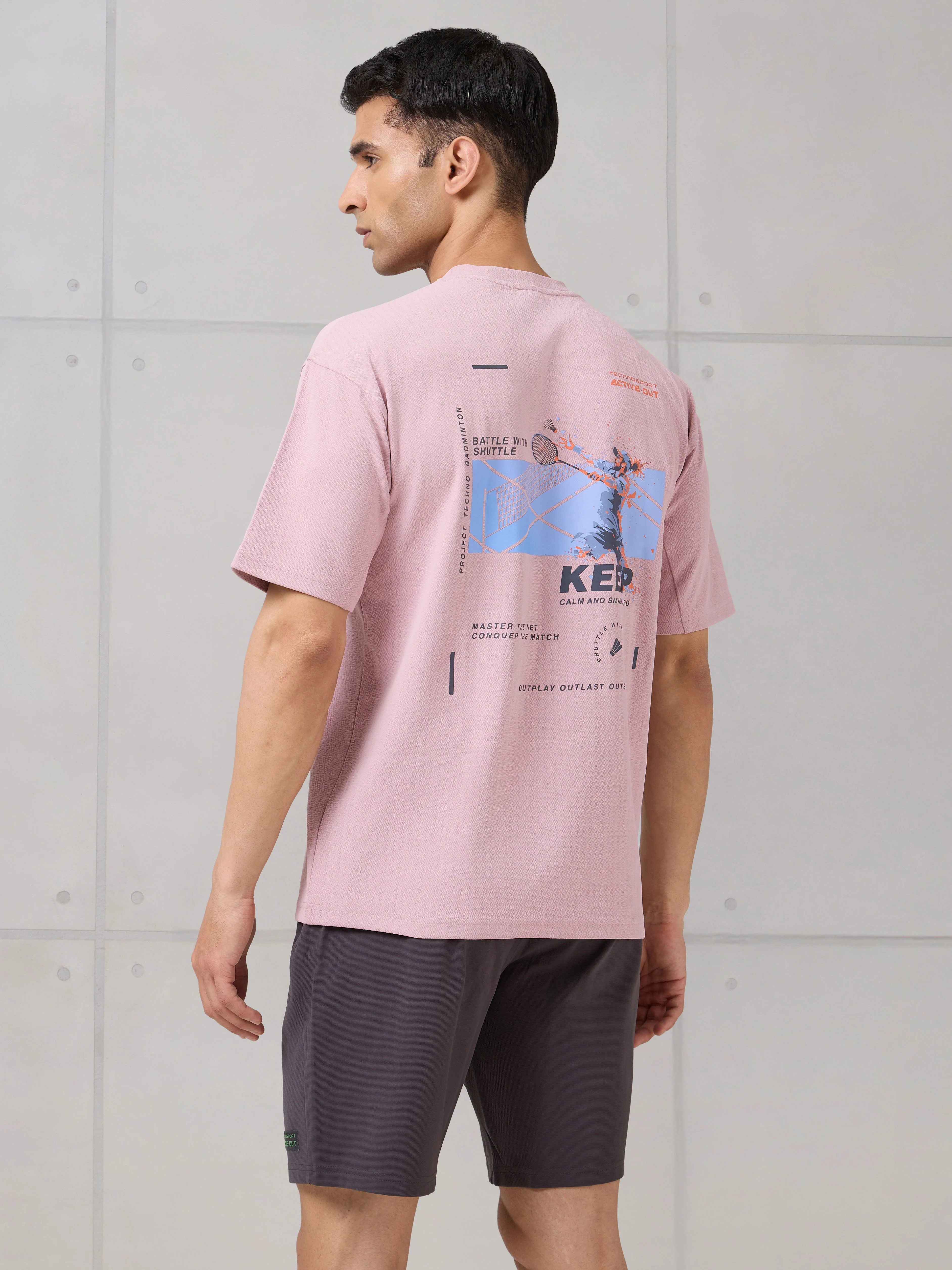 Men Round Neck Back Printed Active Out Regular Fit T-Shirt with ELASTOPLUS - Image 3