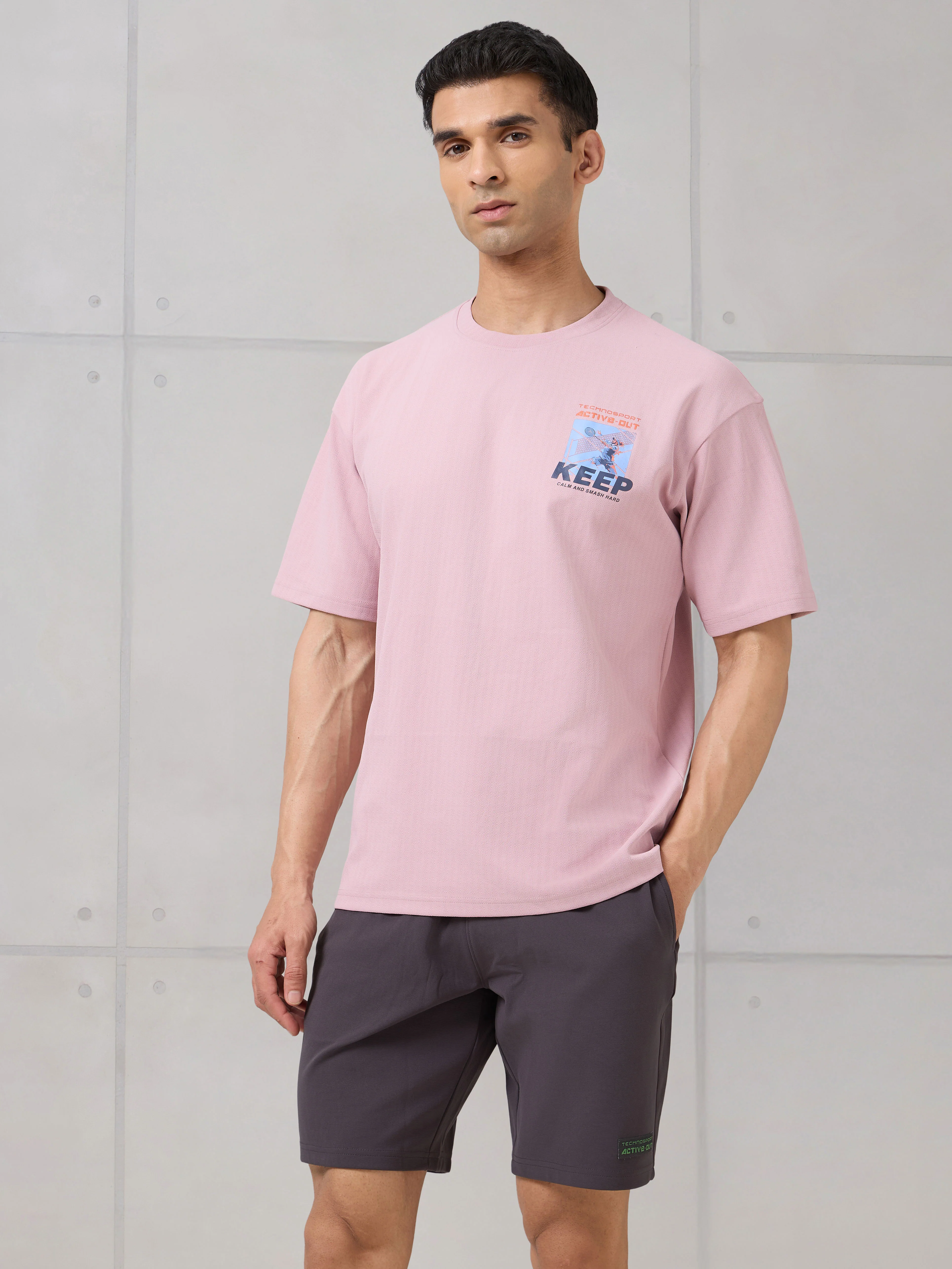 Men Round Neck Back Printed Active Out Regular Fit T-Shirt with ELASTOPLUS - Image 4