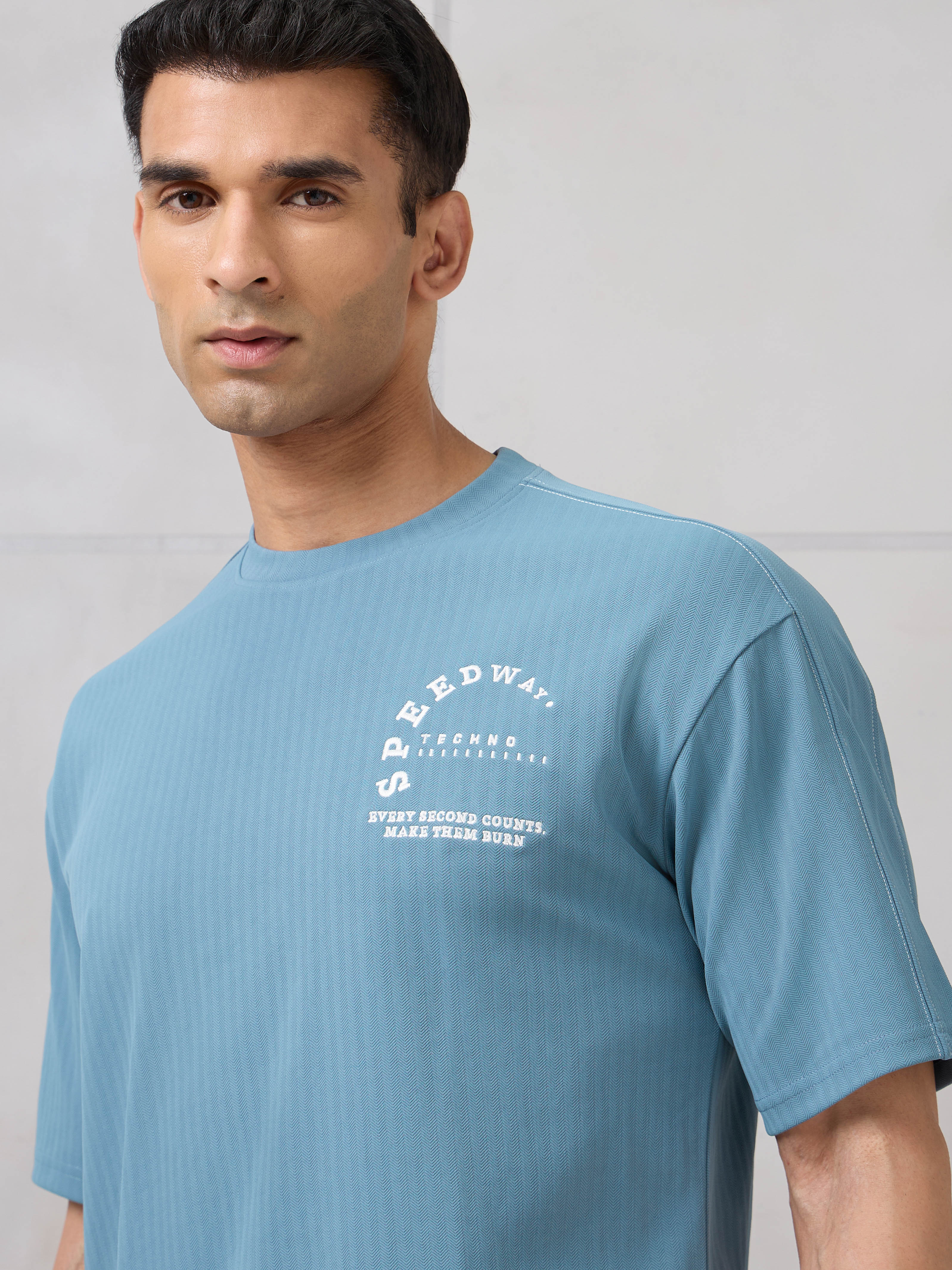 Men Round Neck Self Design Active Out Regular Fit T-Shirt with ELASTOPLUS - Image 6