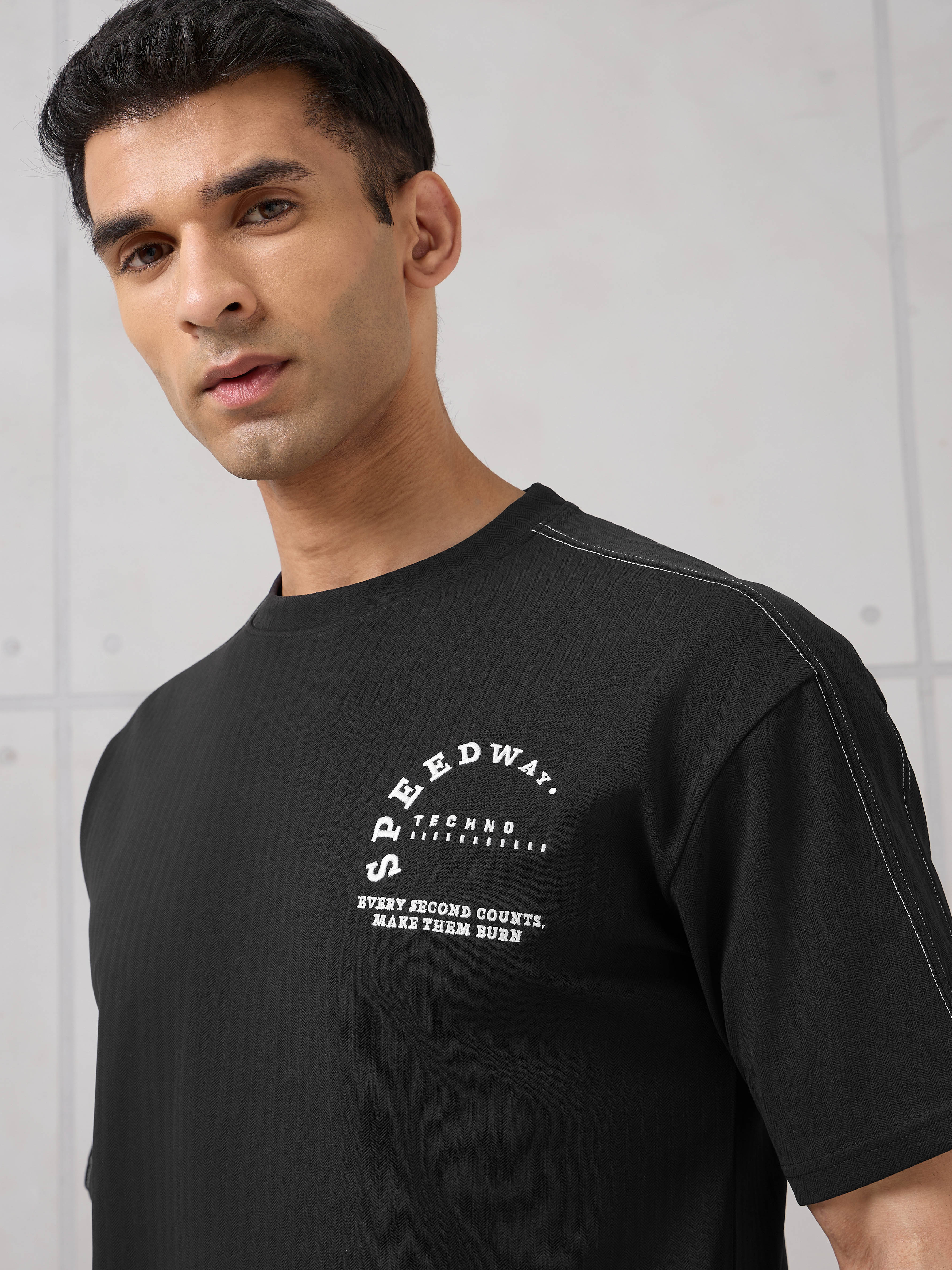 Men Round Neck Self Design Active Out Regular Fit T-Shirt with ELASTOPLUS - Image 6