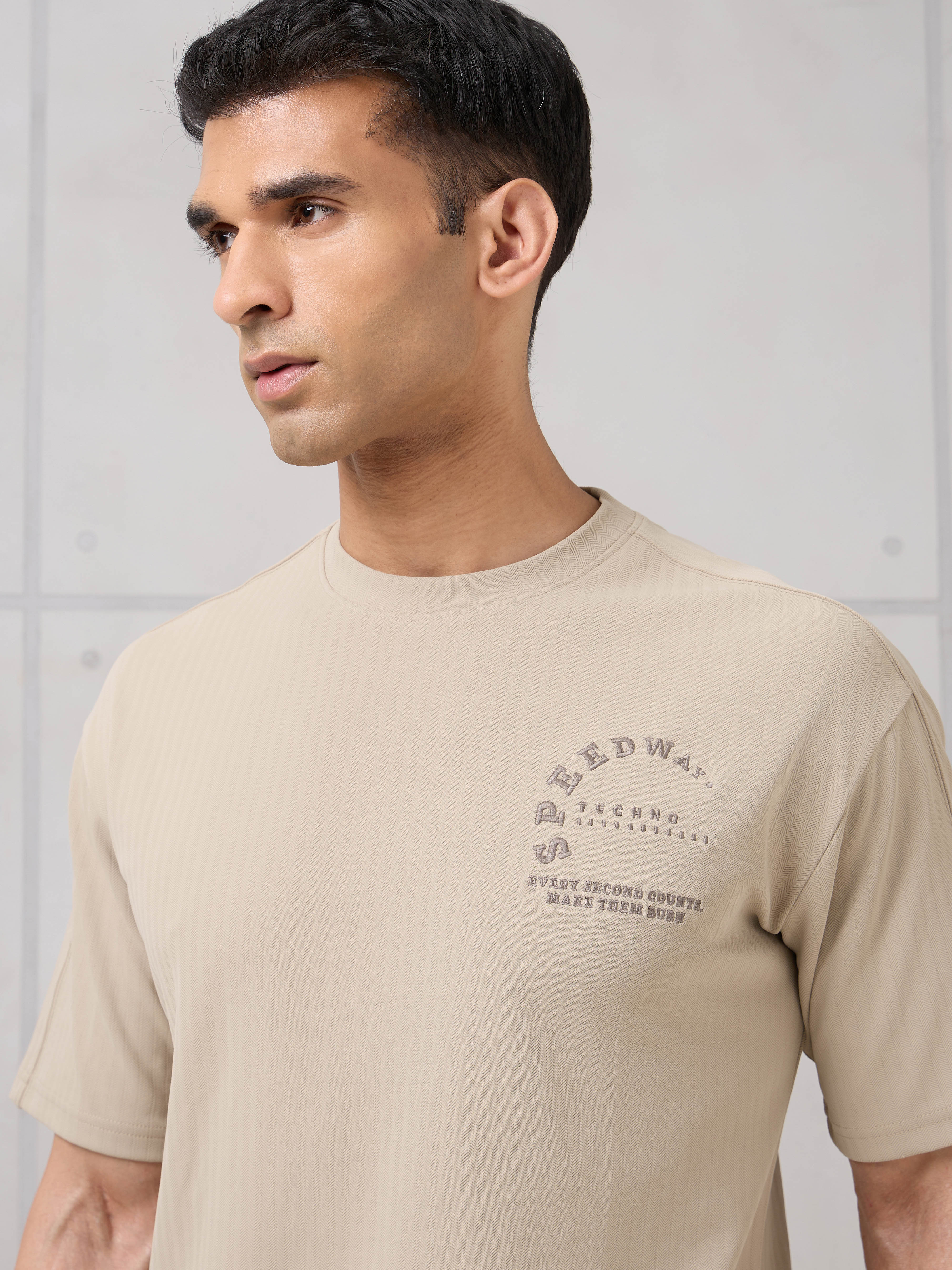 Men Round Neck Self Design Active Out Regular Fit T-Shirt with ELASTOPLUS - Image 6