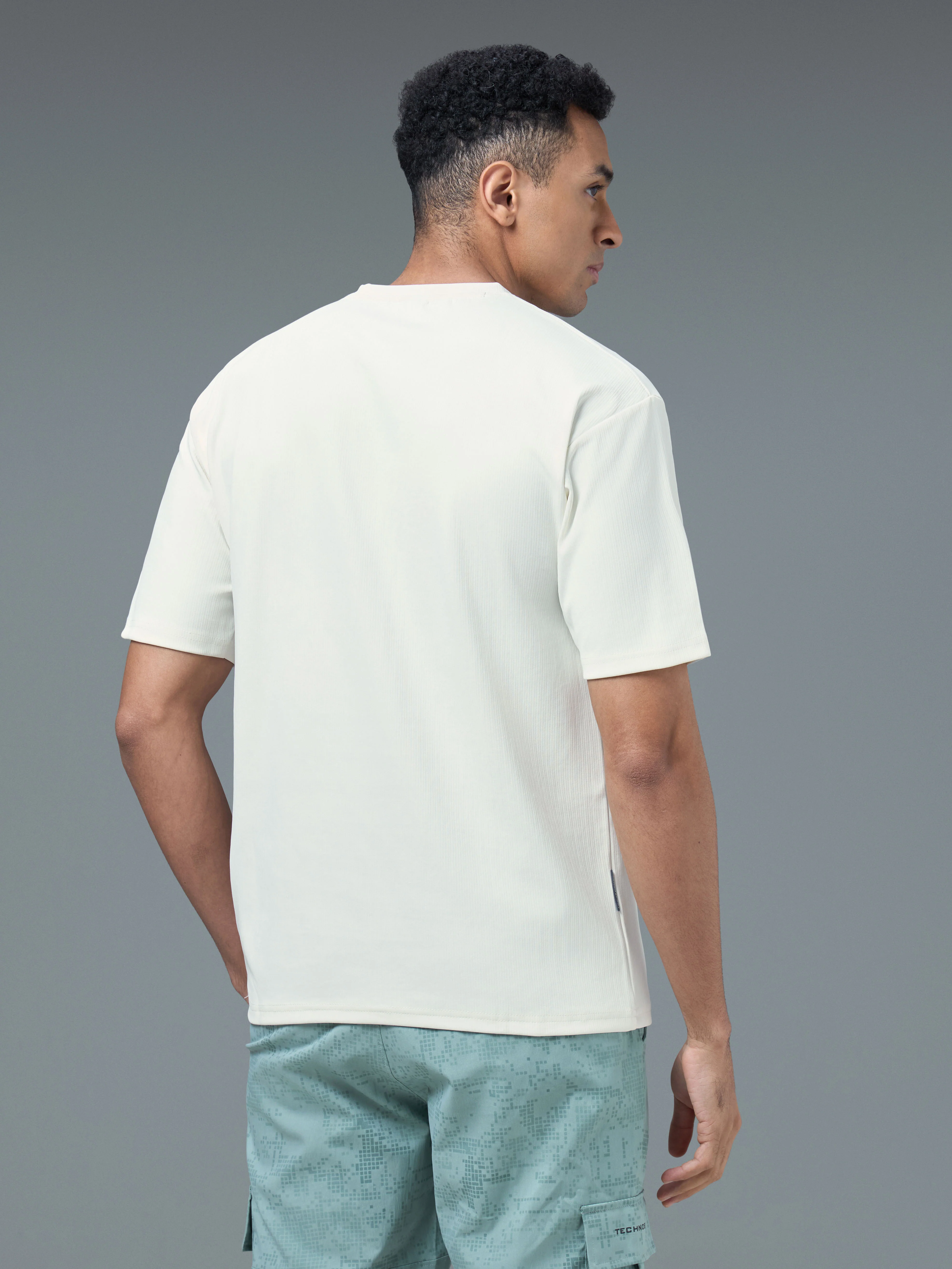 Men Round Neck Typography Printed Active Out Slim Fit T-Shirt with ELASTOPLUS - Image 2
