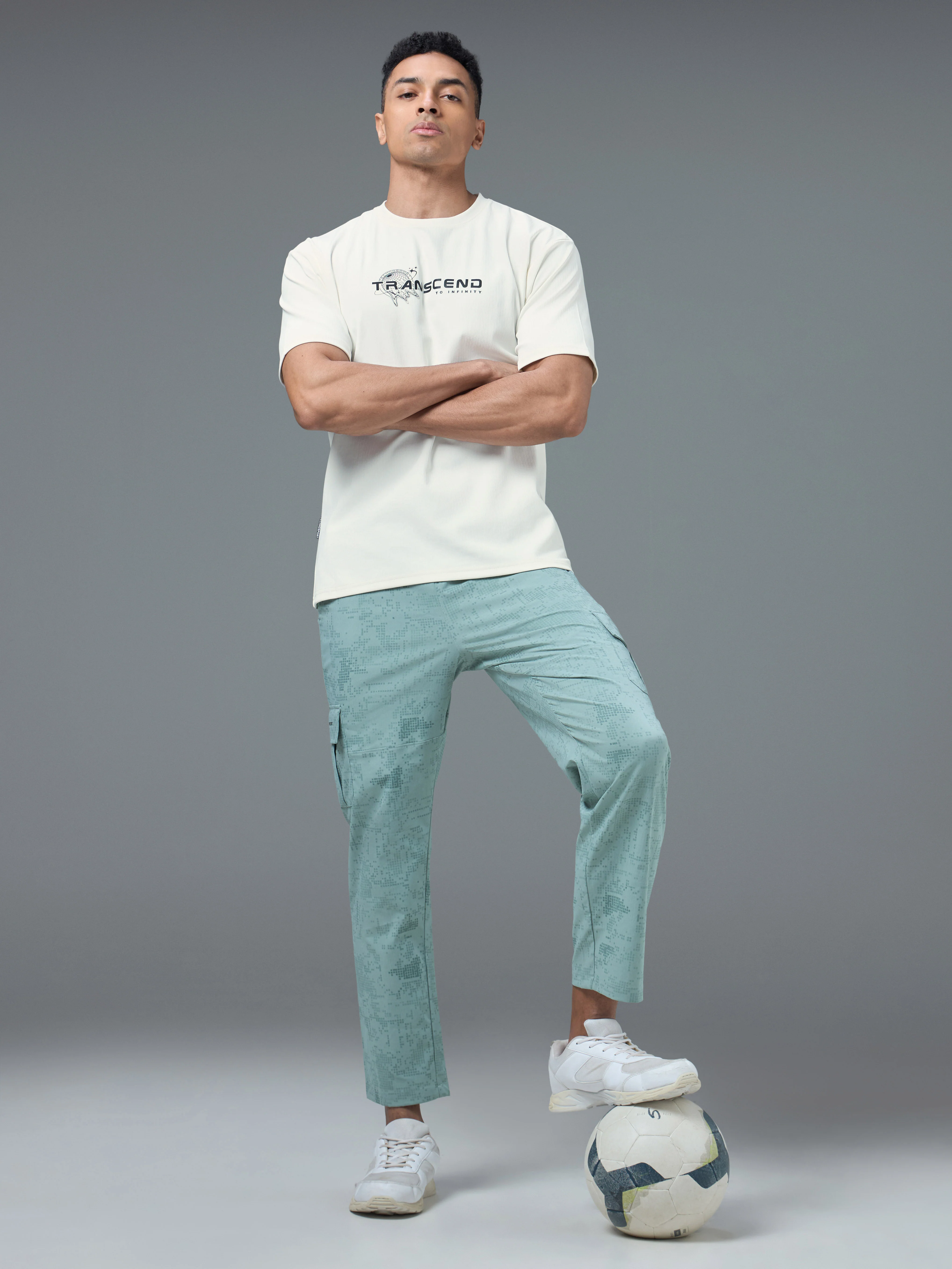 Men Round Neck Typography Printed Active Out Slim Fit T-Shirt with ELASTOPLUS - Image 4