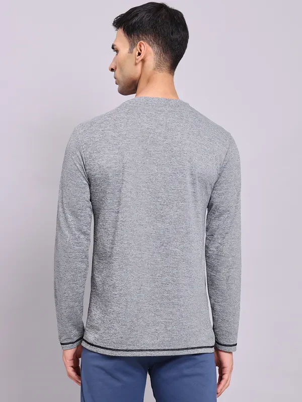 Men Melange Slim Fit Crew Neck T-shirt with DOUBLE COOL - Image 4