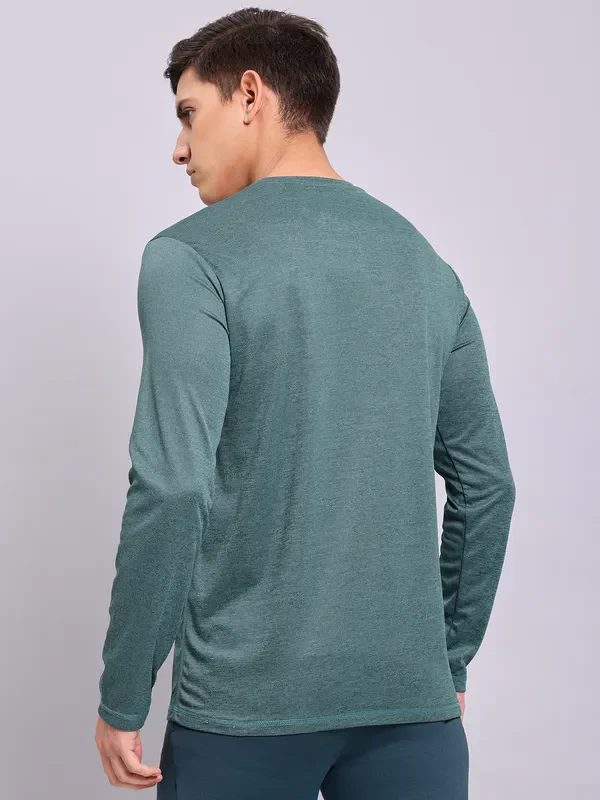 Men Melange Slim Fit Crew Neck T-shirt with DOUBLE COOL - Image 3